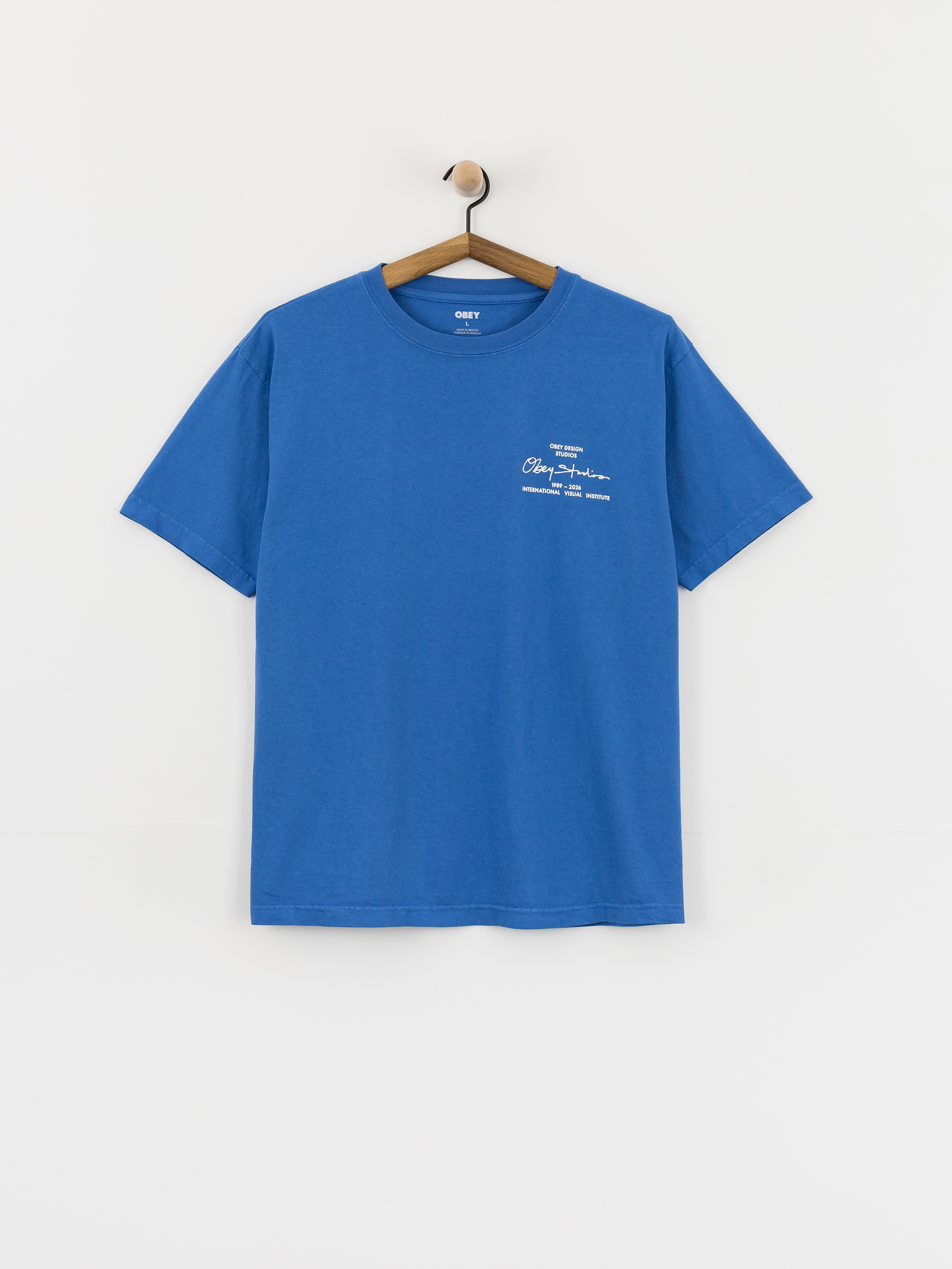 Tričko OBEY Institute (pigment electric indigo)