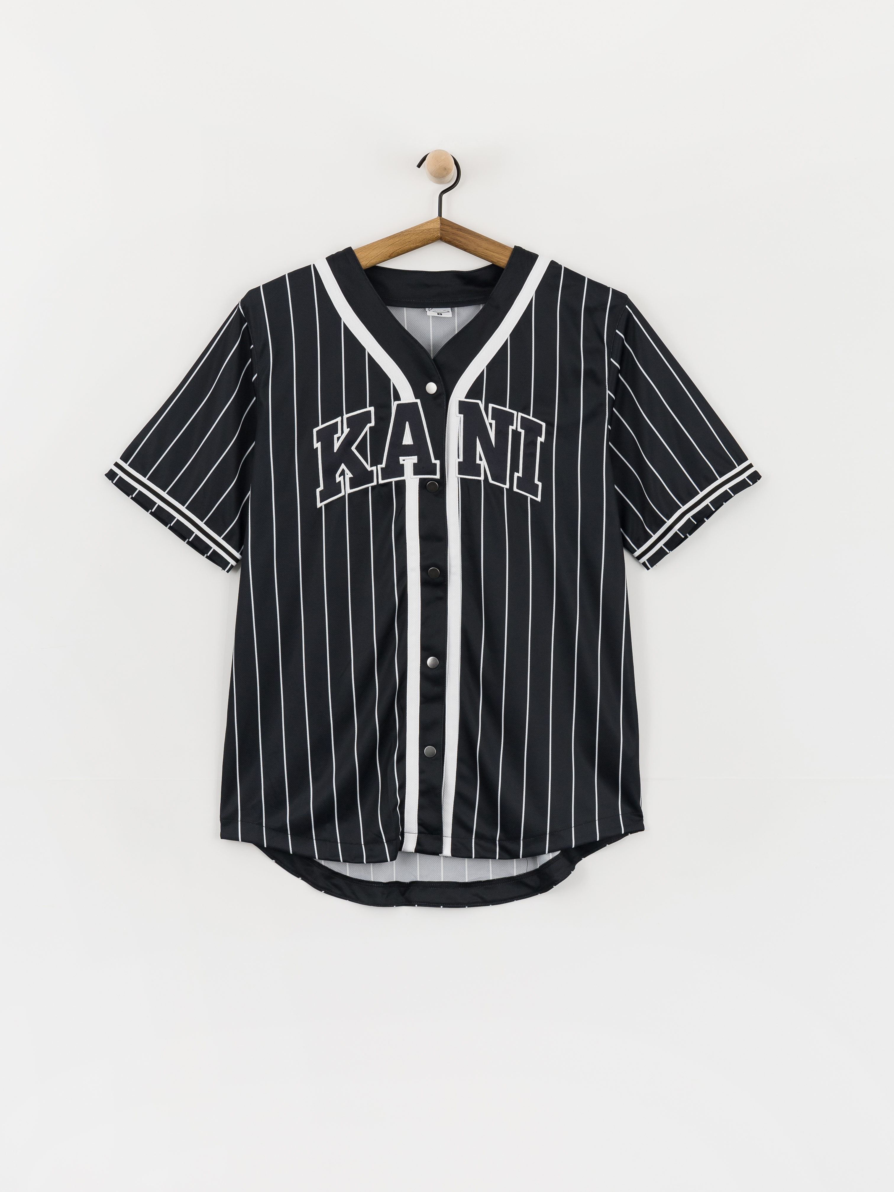 Košeľa Karl Kani Serif Pinstripe Baseball (black/white)