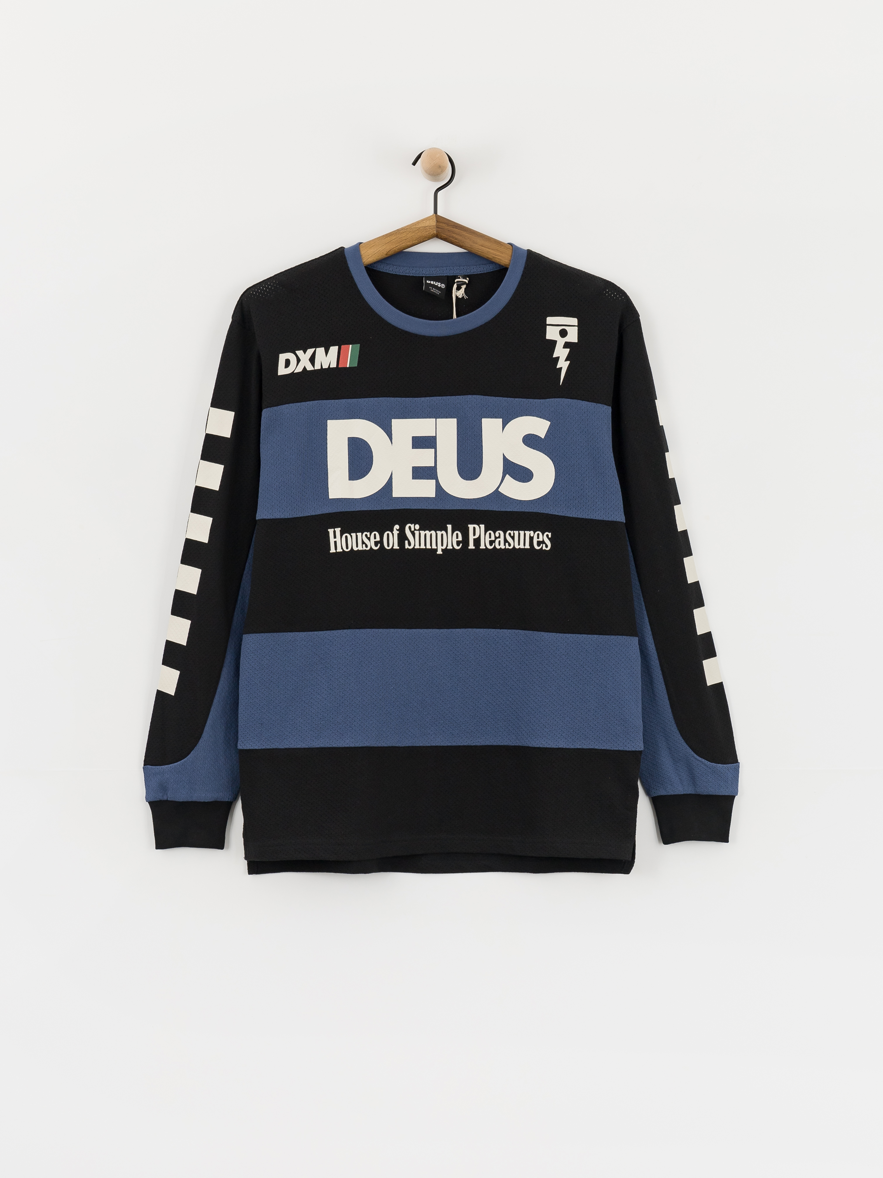 Tričko Deus Ex Machina Vilander Moto Jersey (mechanic blue combo)