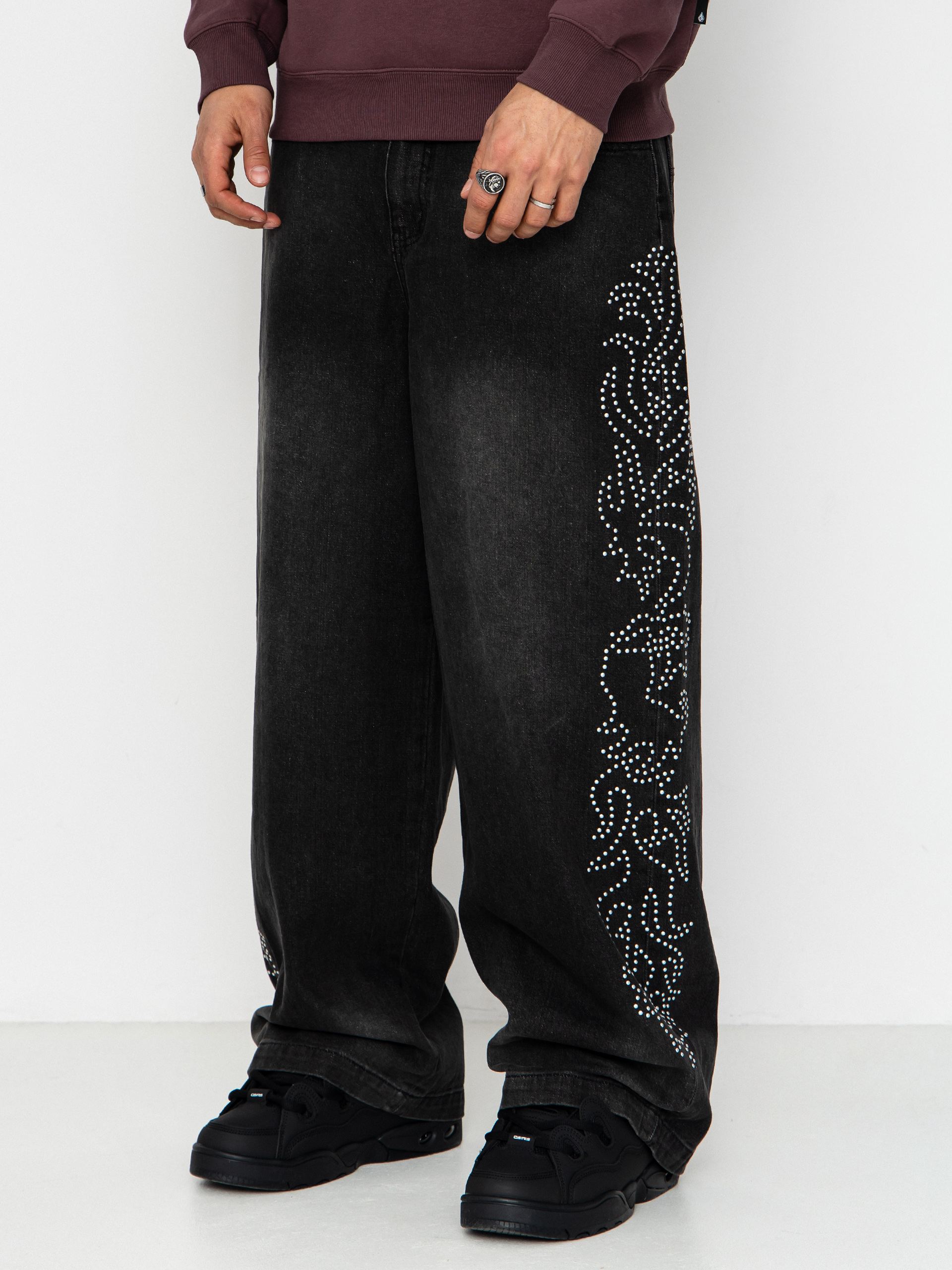 Nohavice RipNDip Pretty Flacko Extra Wide Leg (black vintage wash denim)