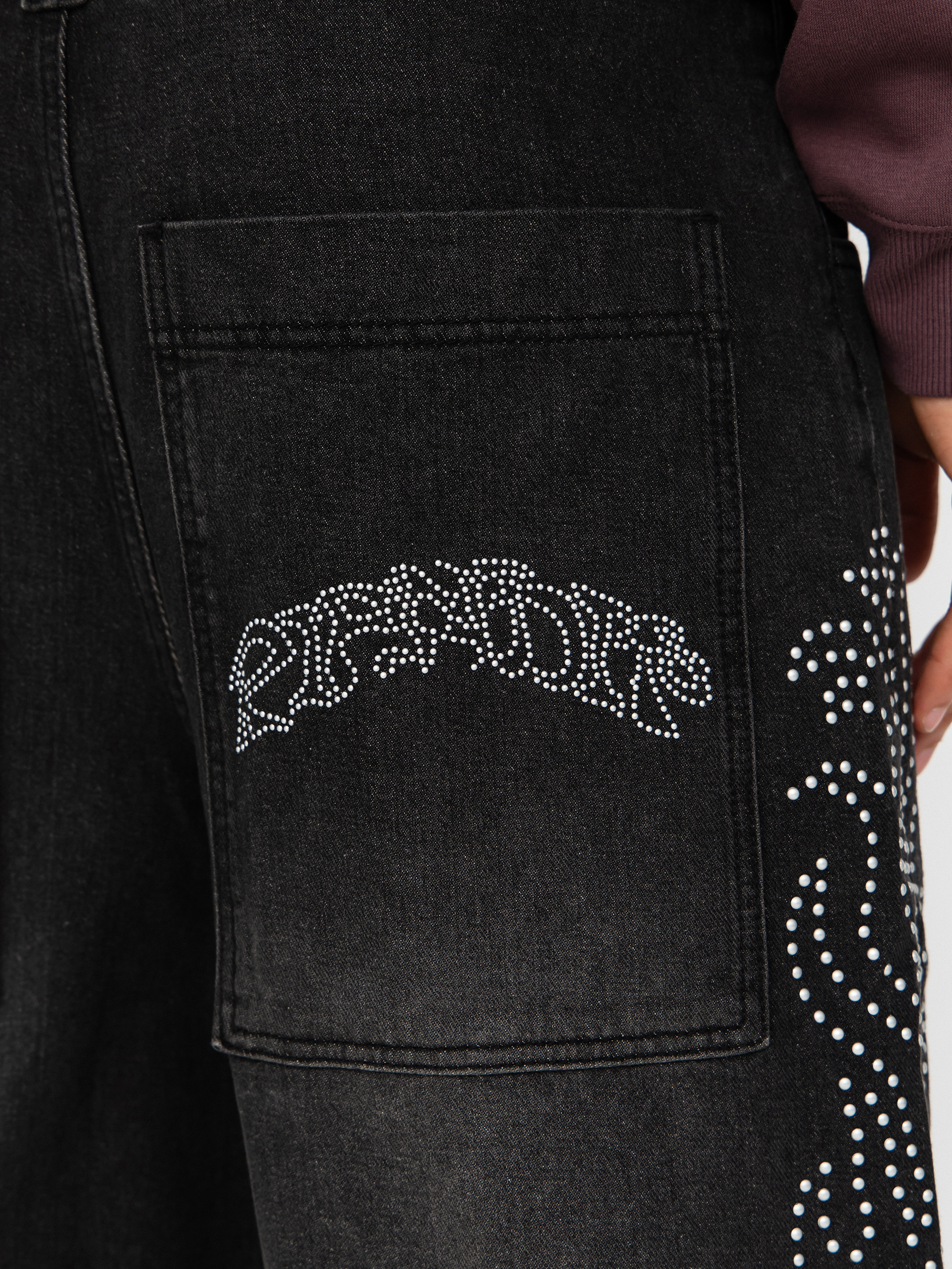 Nohavice RipNDip Pretty Flacko Extra Wide Leg (black vintage wash denim)