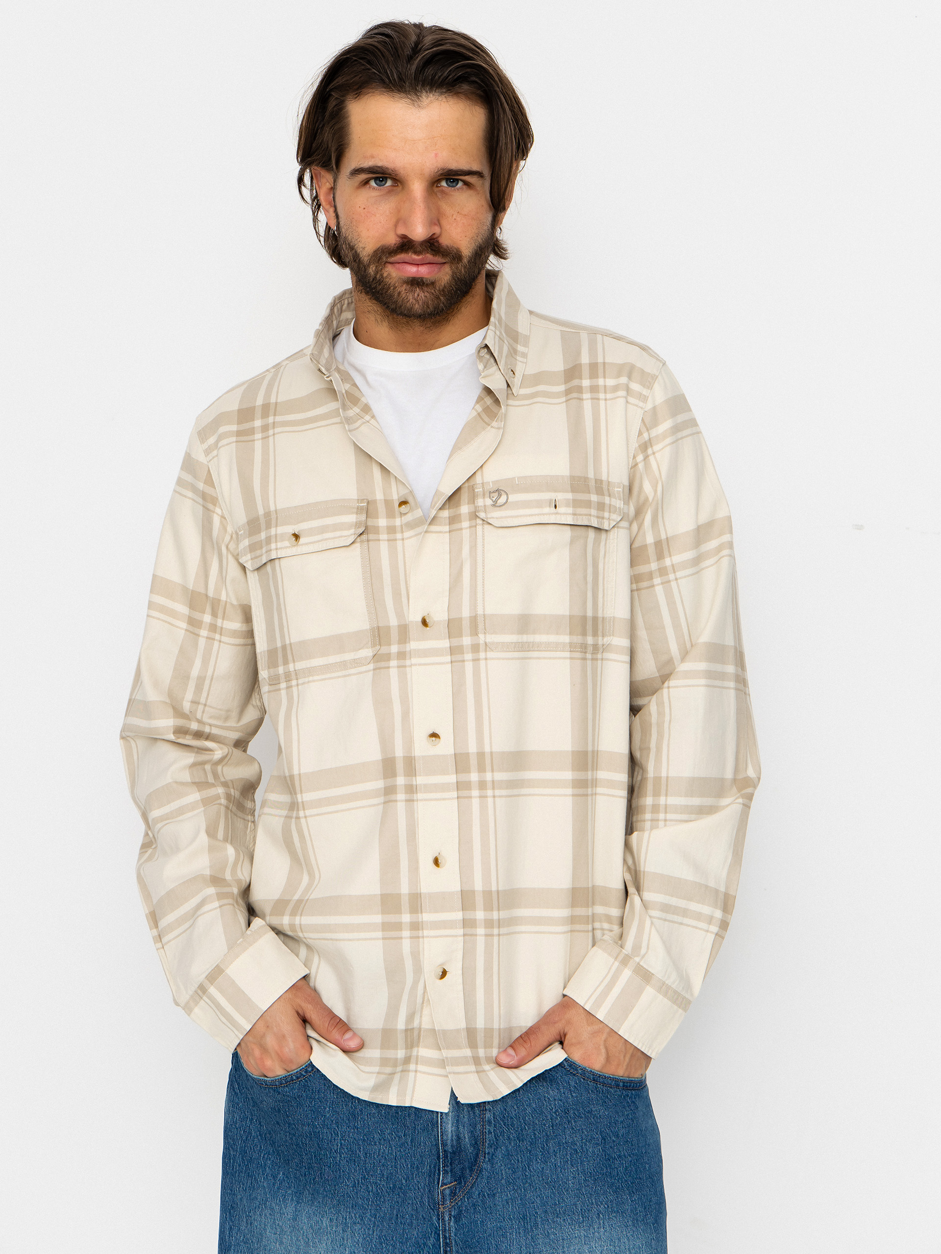 Košeľa Fjallraven Ovik Lite Flannel (chalk white/fossil)