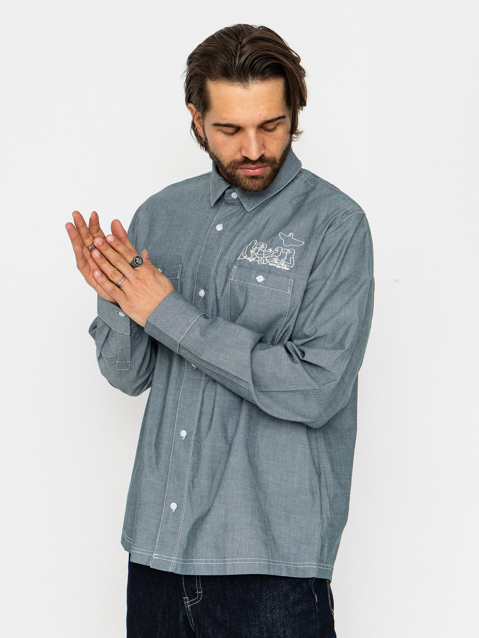 Košeľa adidas Gonz Button (aurivy/white)