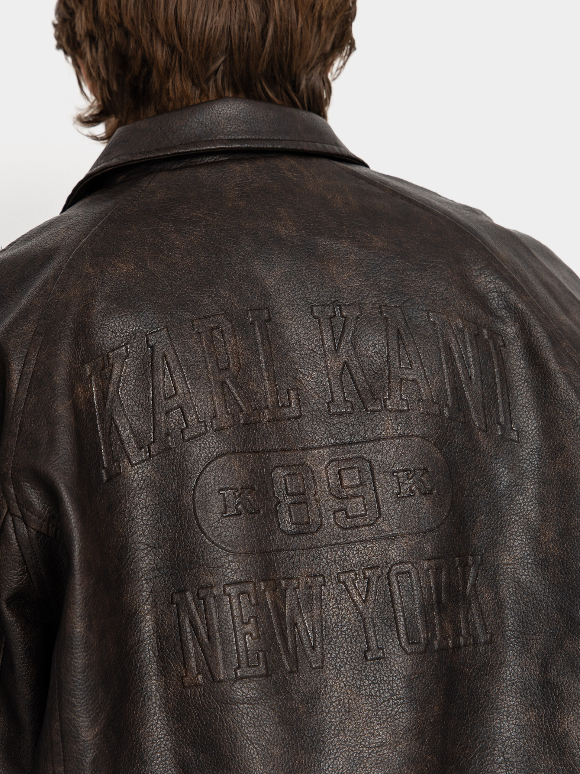 Bunda Karl Kani Signature Pu Leather Bomber (brown)