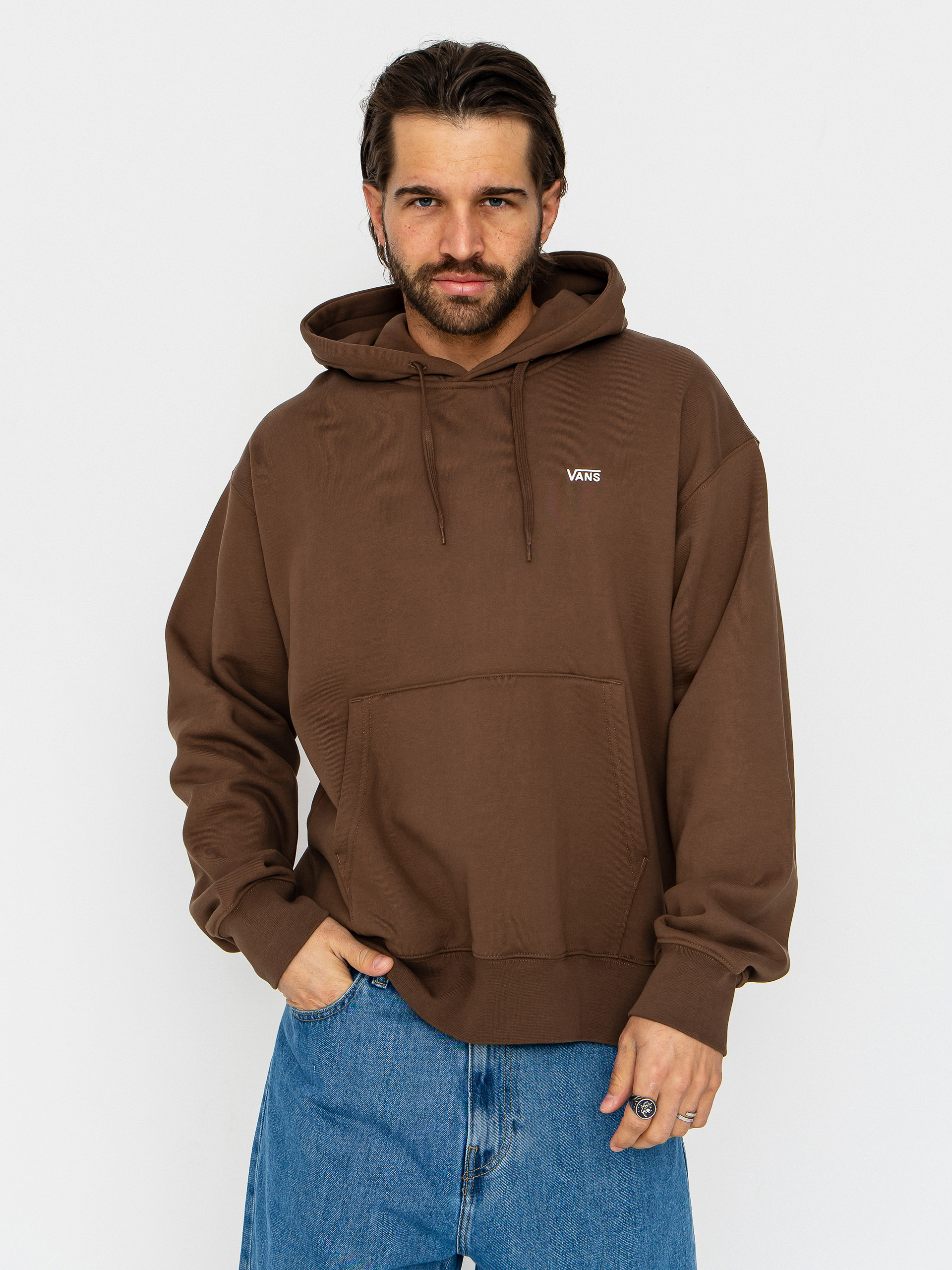 Mikina s kapucňou Vans Left Chest II Loose HD (vintage cocoa)