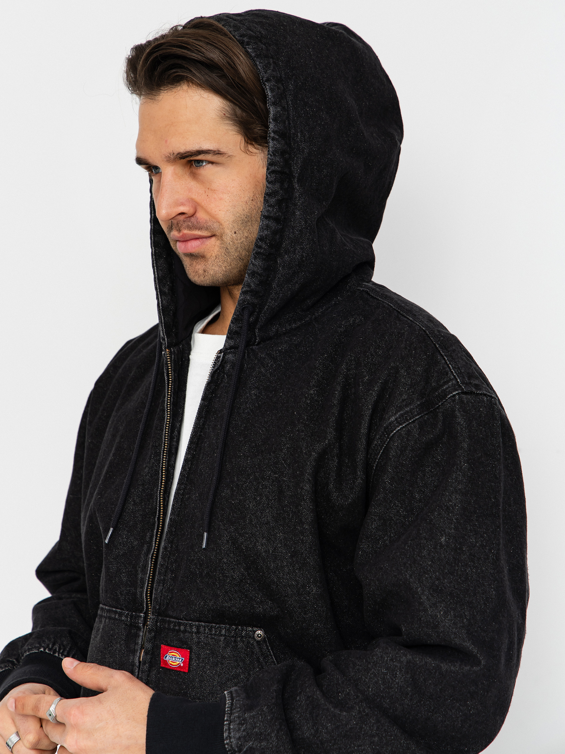 Bunda Dickies Hilham Lined Denim Hooded Bomber (black wash faded)