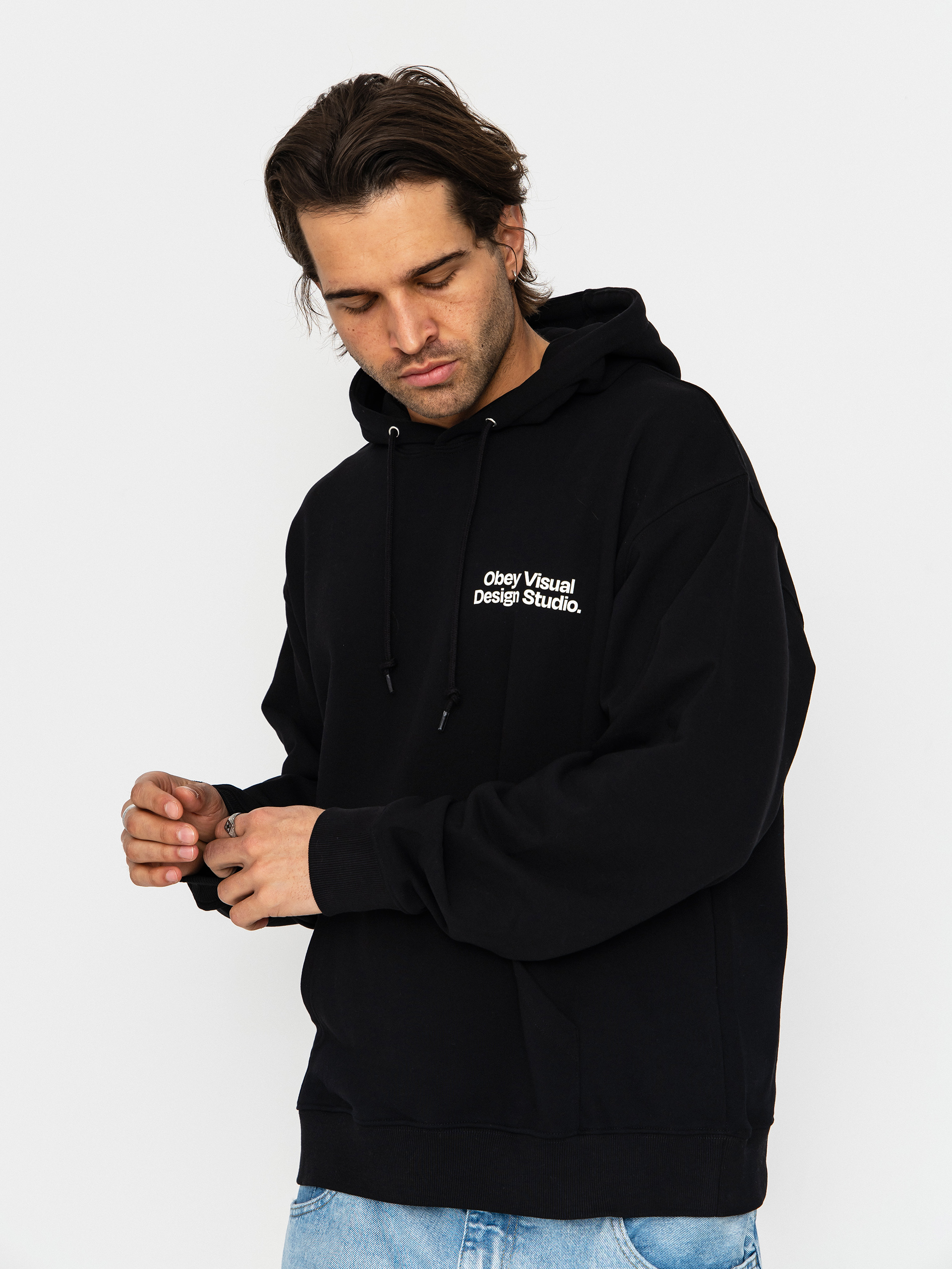 Mikina s kapucňou OBEY Visual Design Studio HD (black)