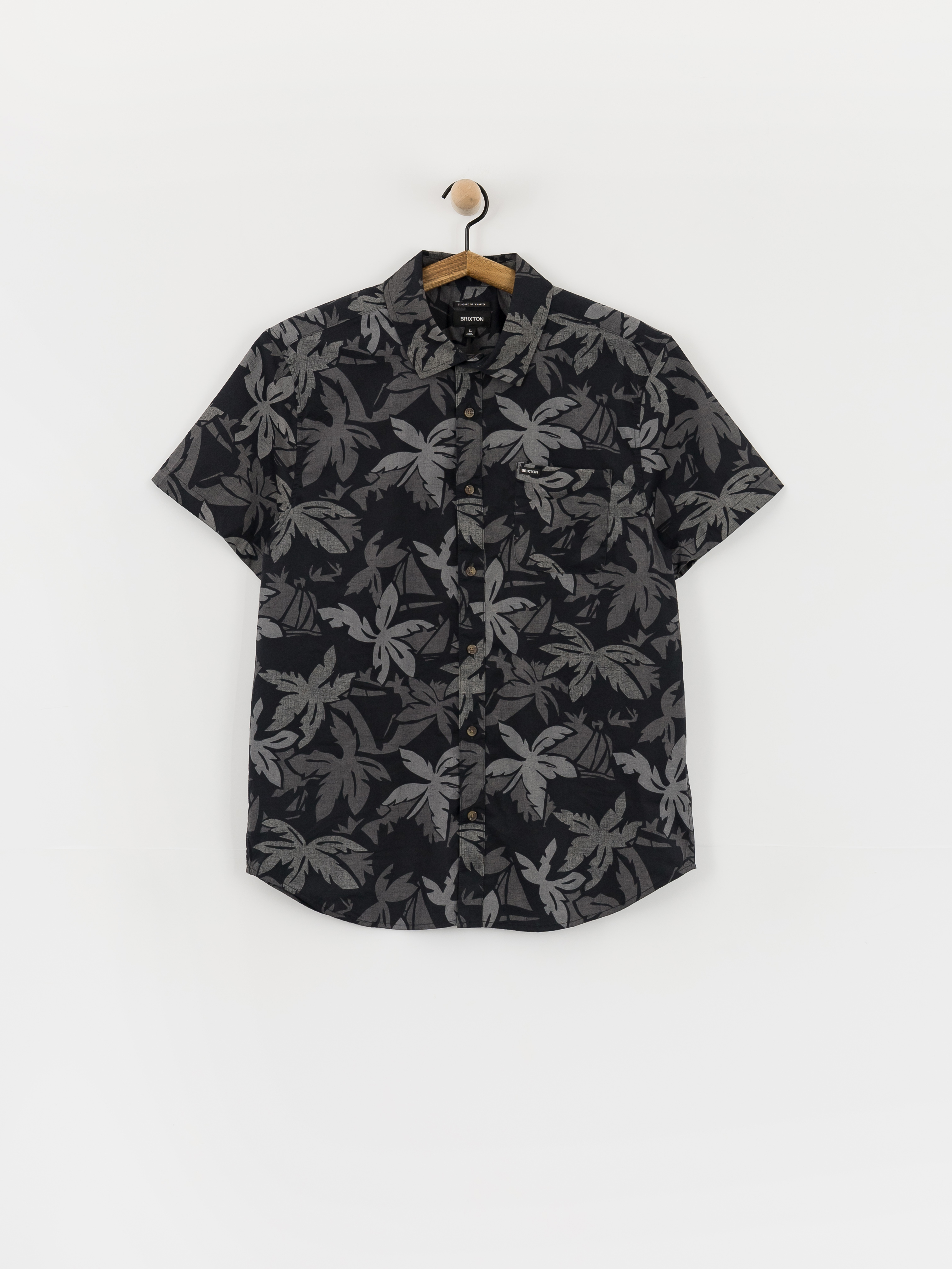 Košeľa Brixton Charter Print (black/trooper/future grey palm)