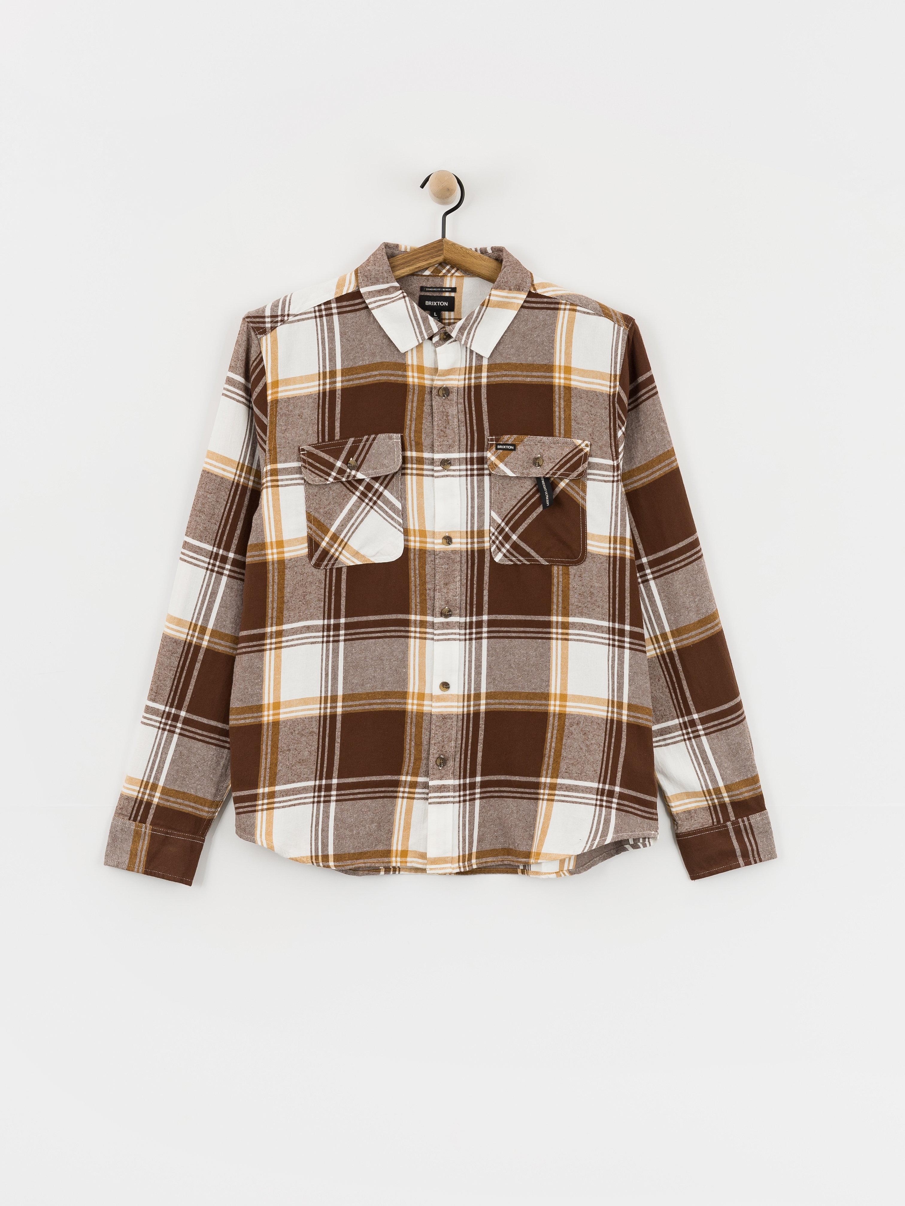 Košeľa Brixton Bowery Lw Ultra Flannel (chocolate/off white)