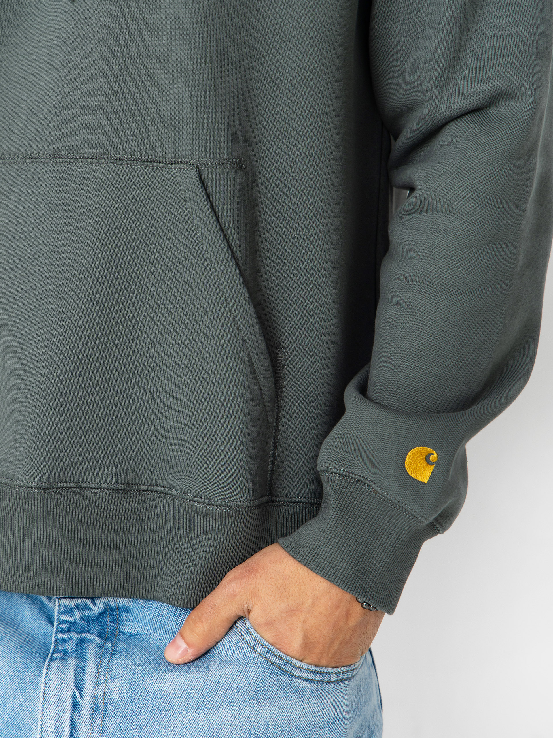 Mikina s kapucňou Carhartt WIP Chase HD (velvet green/gold)