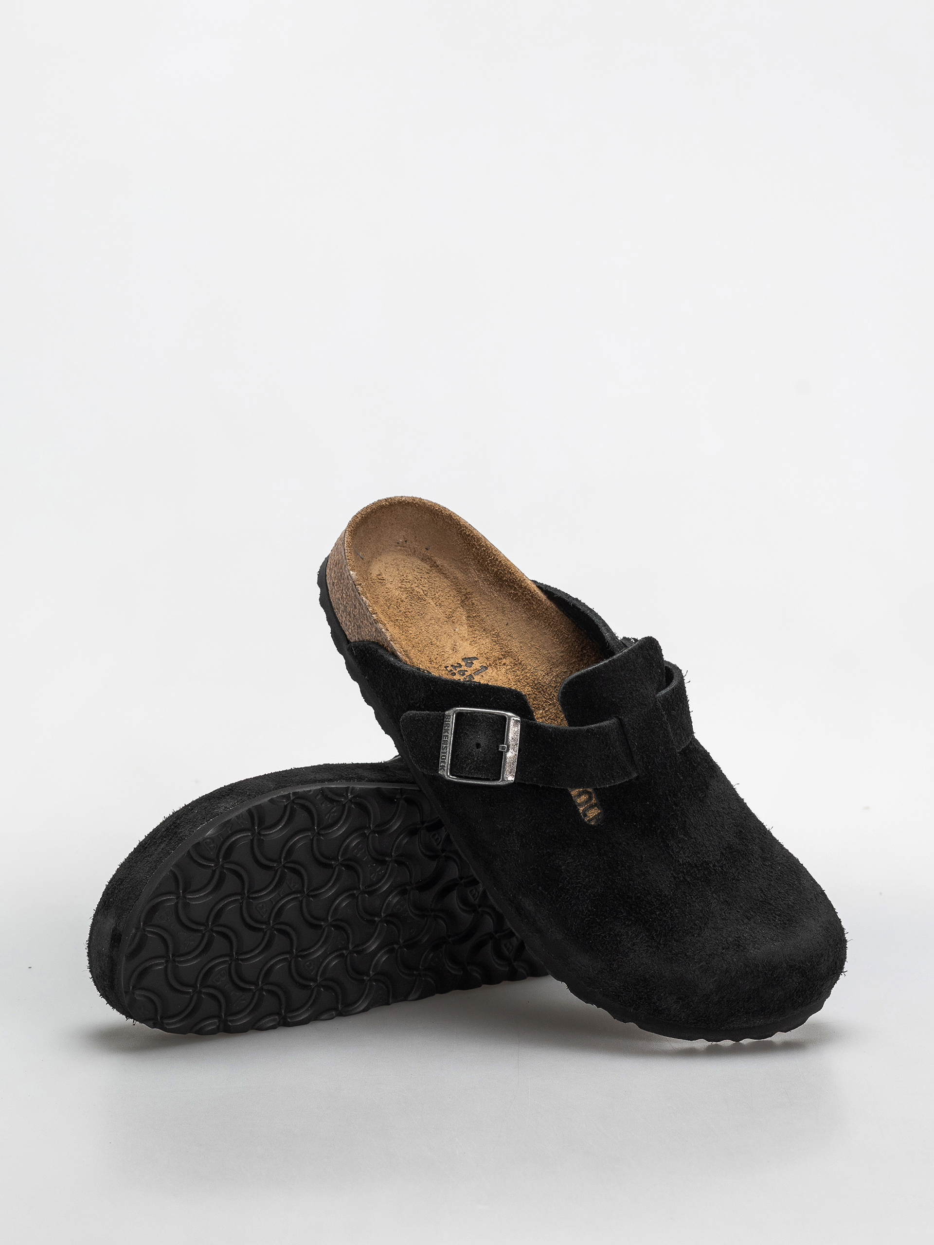 Šľapky Birkenstock Boston Suede Leather Narrow (black)