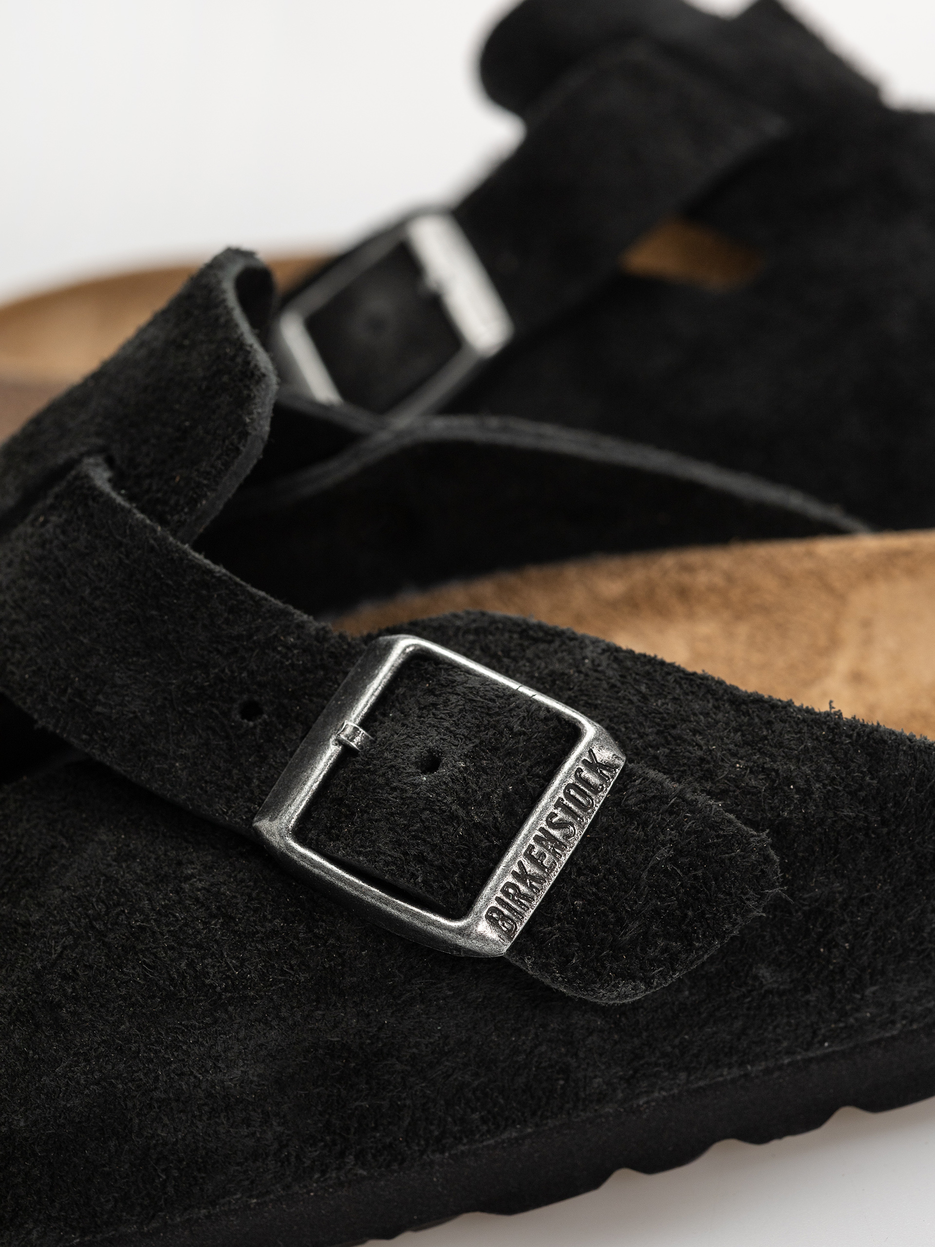 Šľapky Birkenstock Boston Suede Leather Narrow (black)