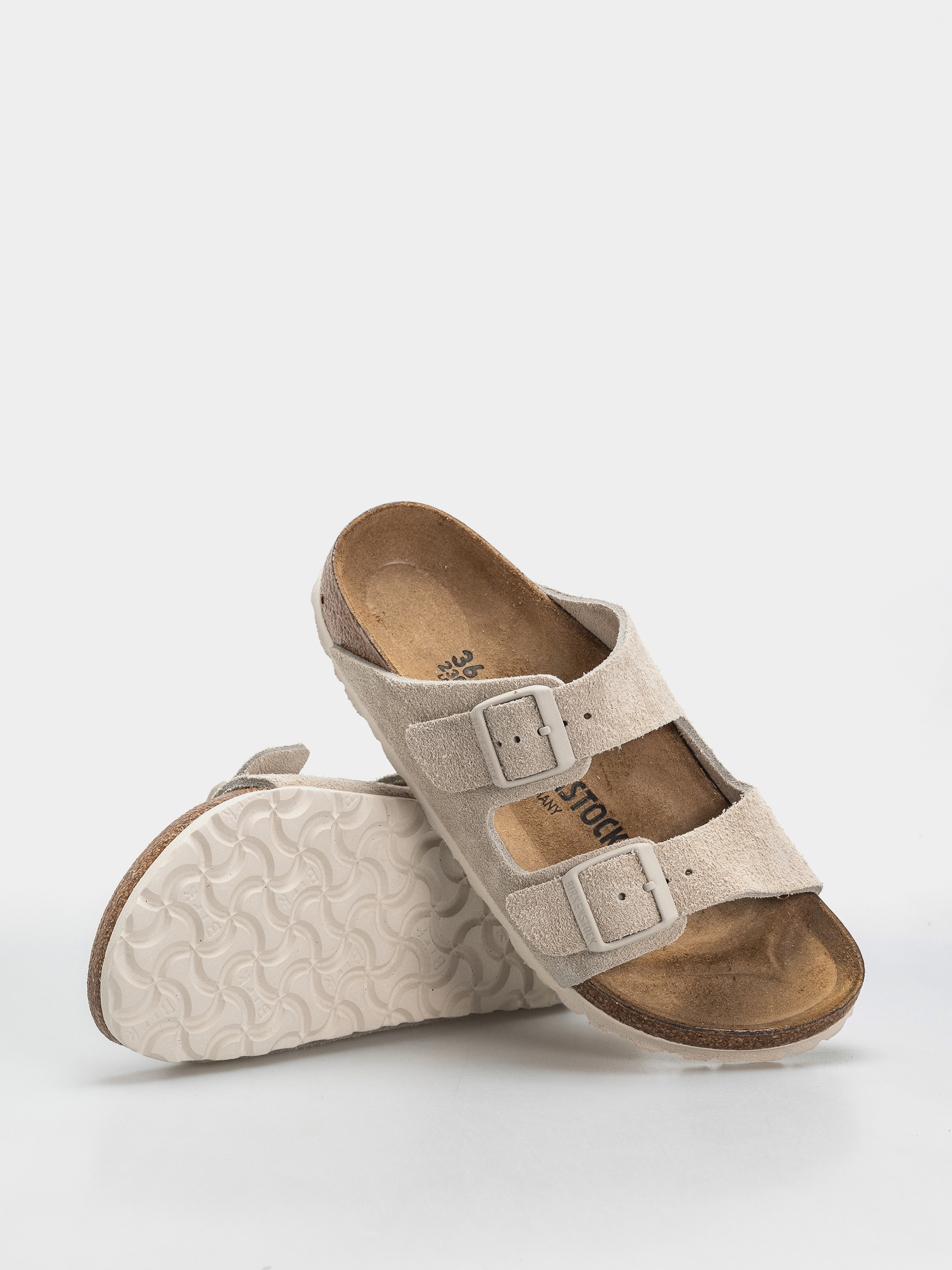 Šľapky Birkenstock Arizona Suede Leather Narrow (oyster)