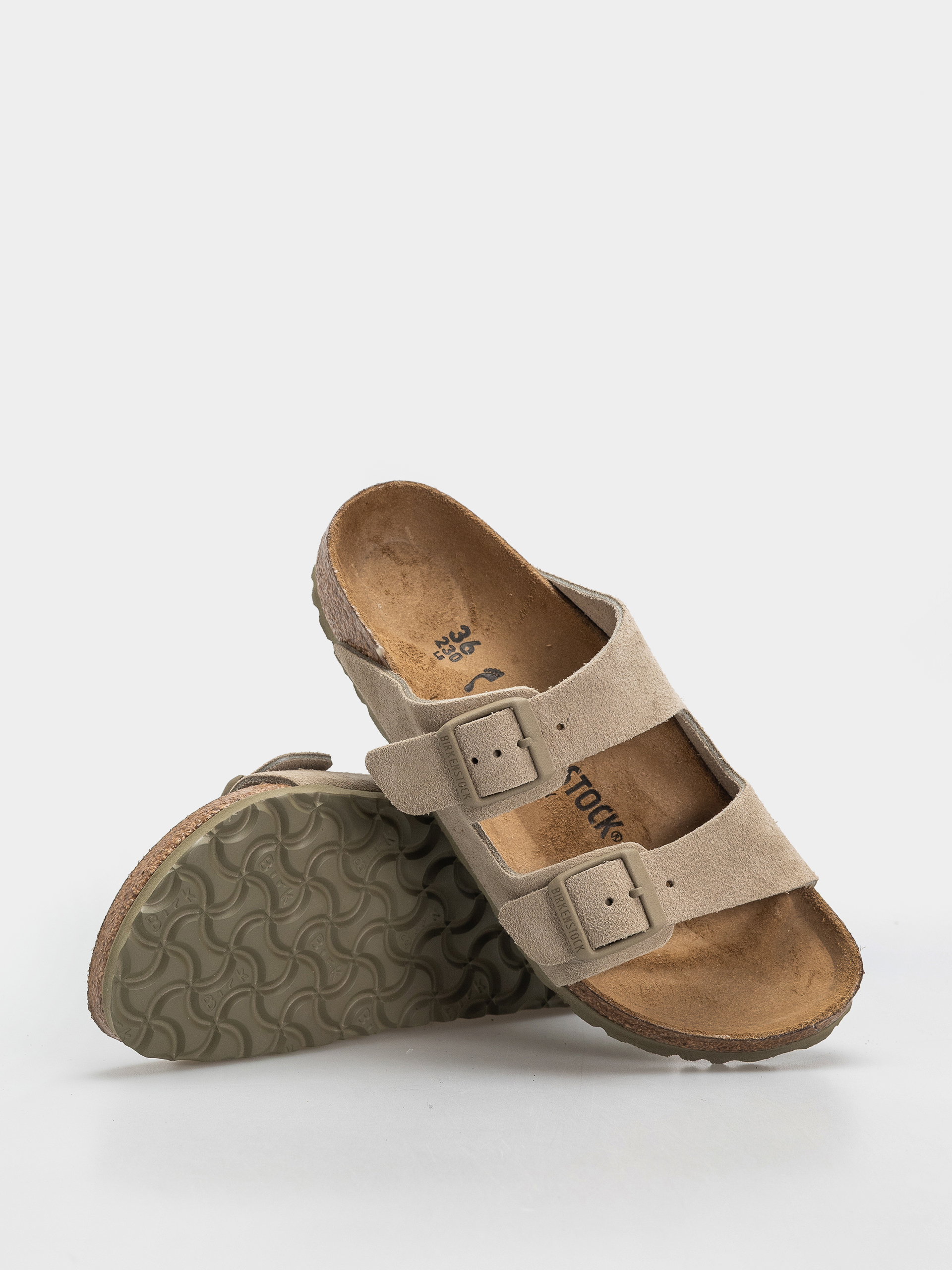 Šľapky Birkenstock Arizona Suede Leather Narrow (faded khaki)