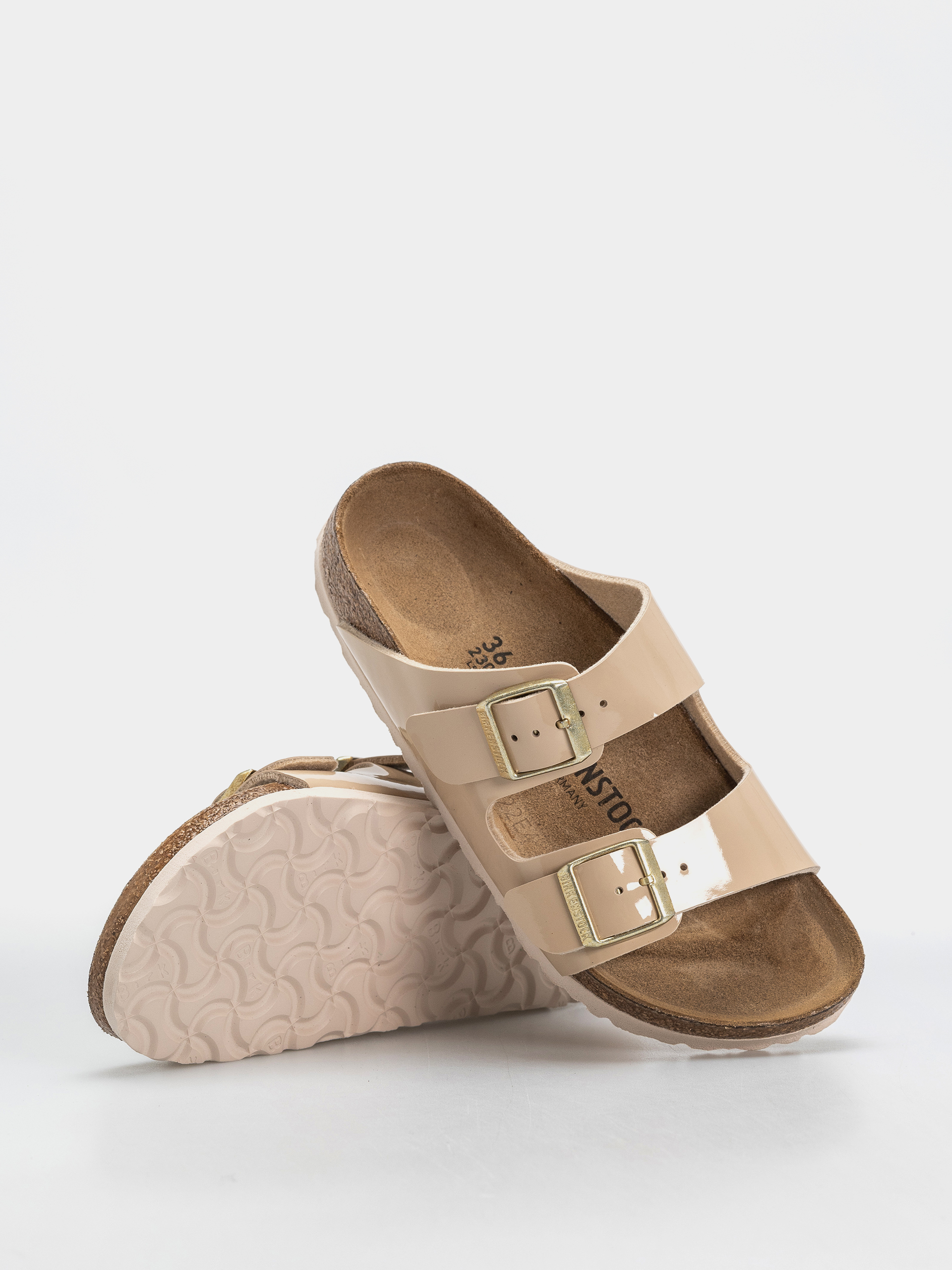 Šľapky Birkenstock Arizona Birko Flor Patent Narrow Wmn (sand)