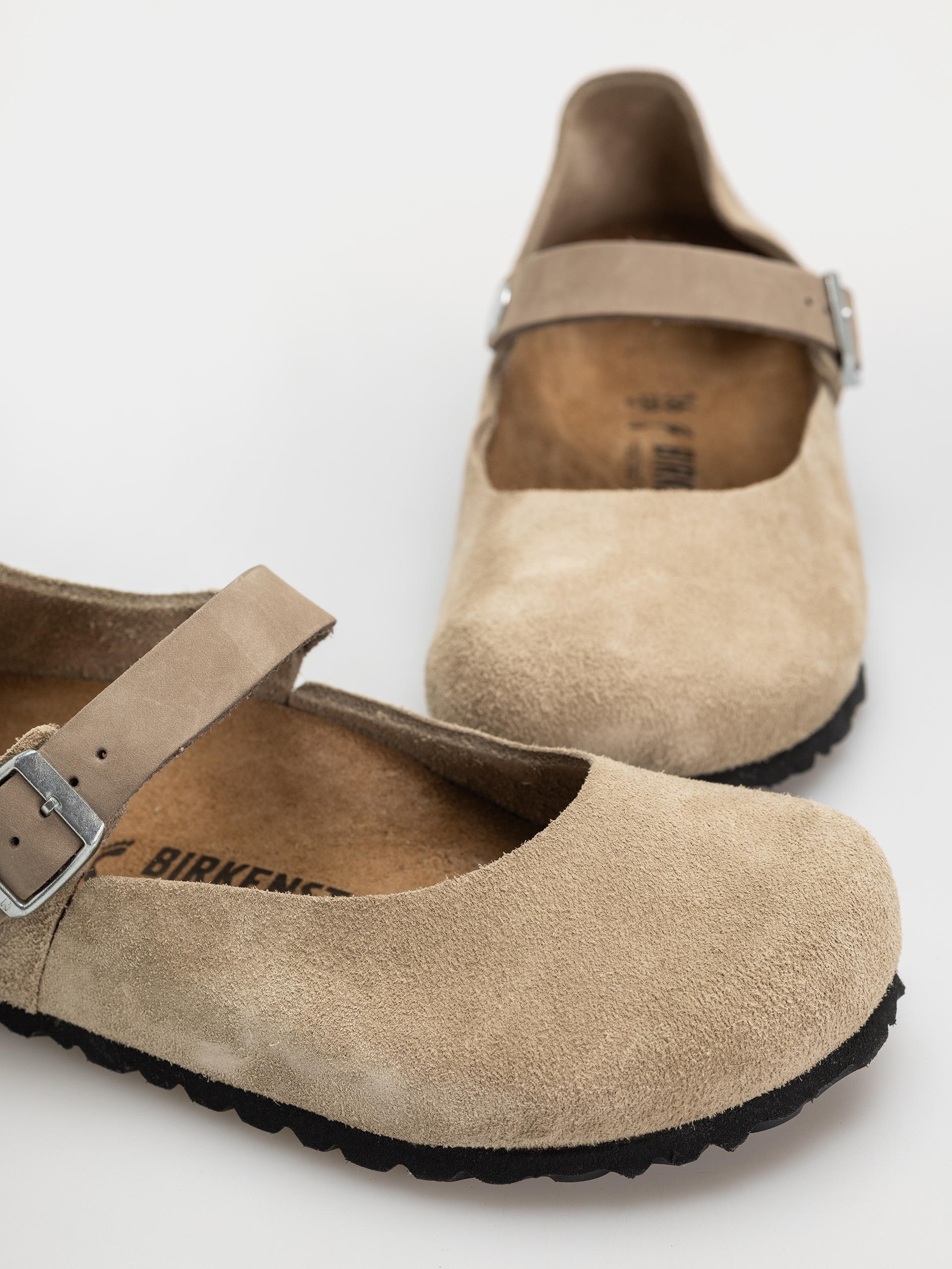 Šľapky Birkenstock Mantova Suede Leather Narrow Wmn (taupe)