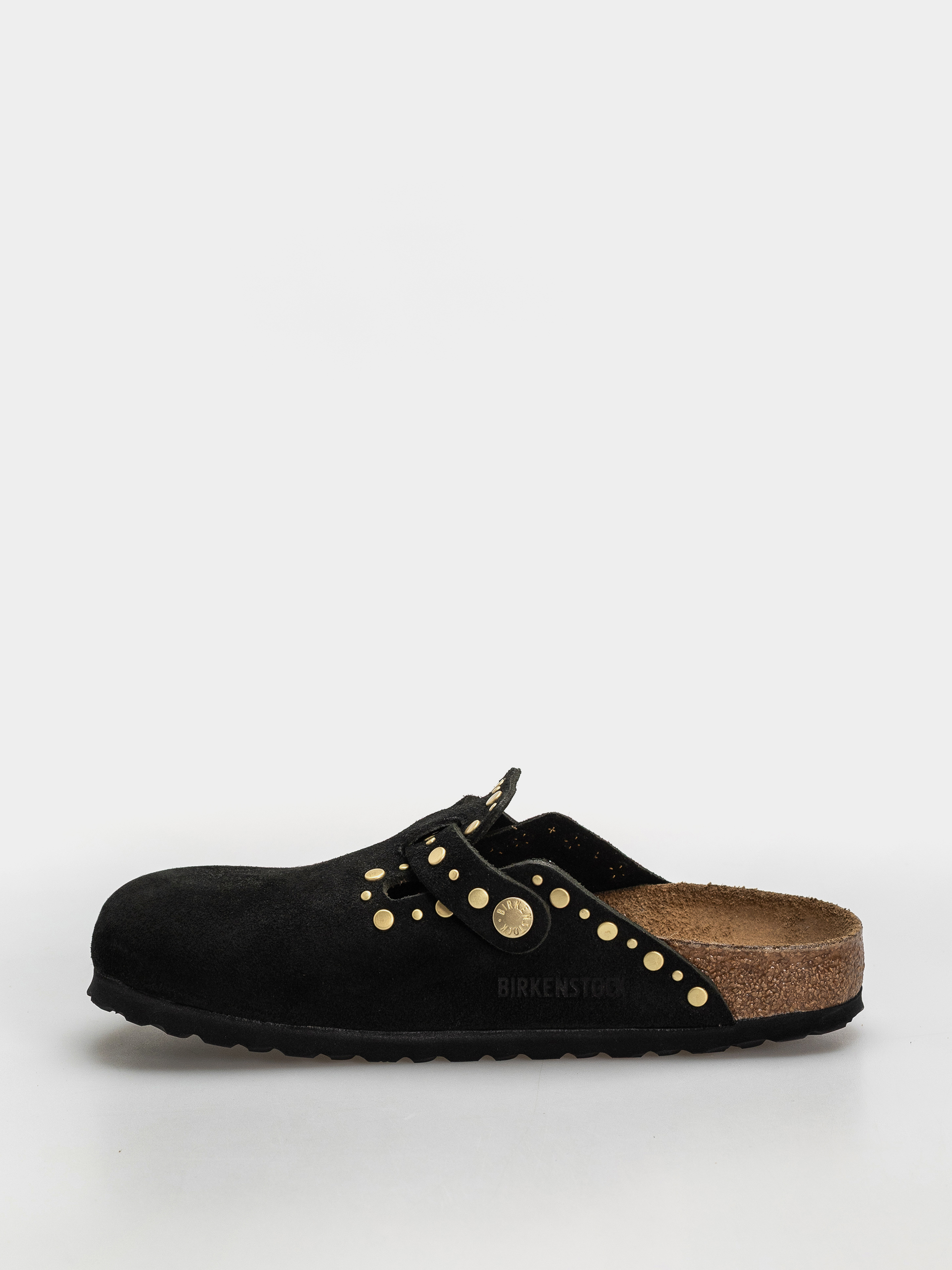 Šľapky Birkenstock Boston Rivets Suede Leather Narrow Wmn (black)
