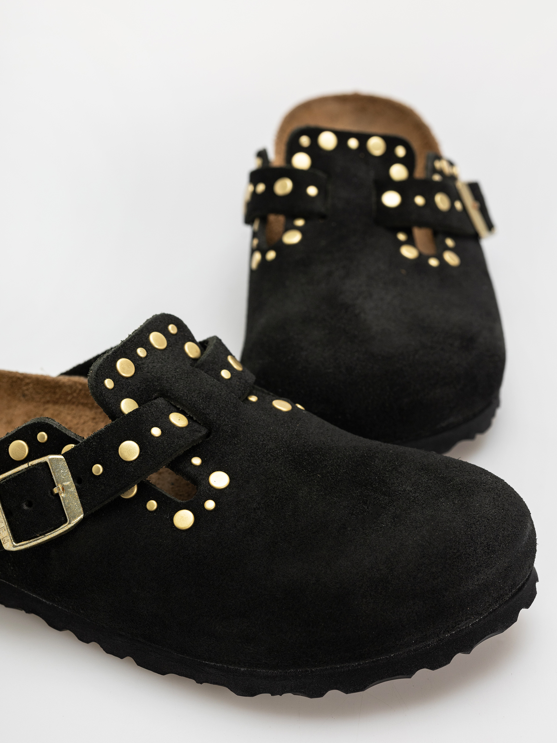 Šľapky Birkenstock Boston Rivets Suede Leather Narrow Wmn (black)