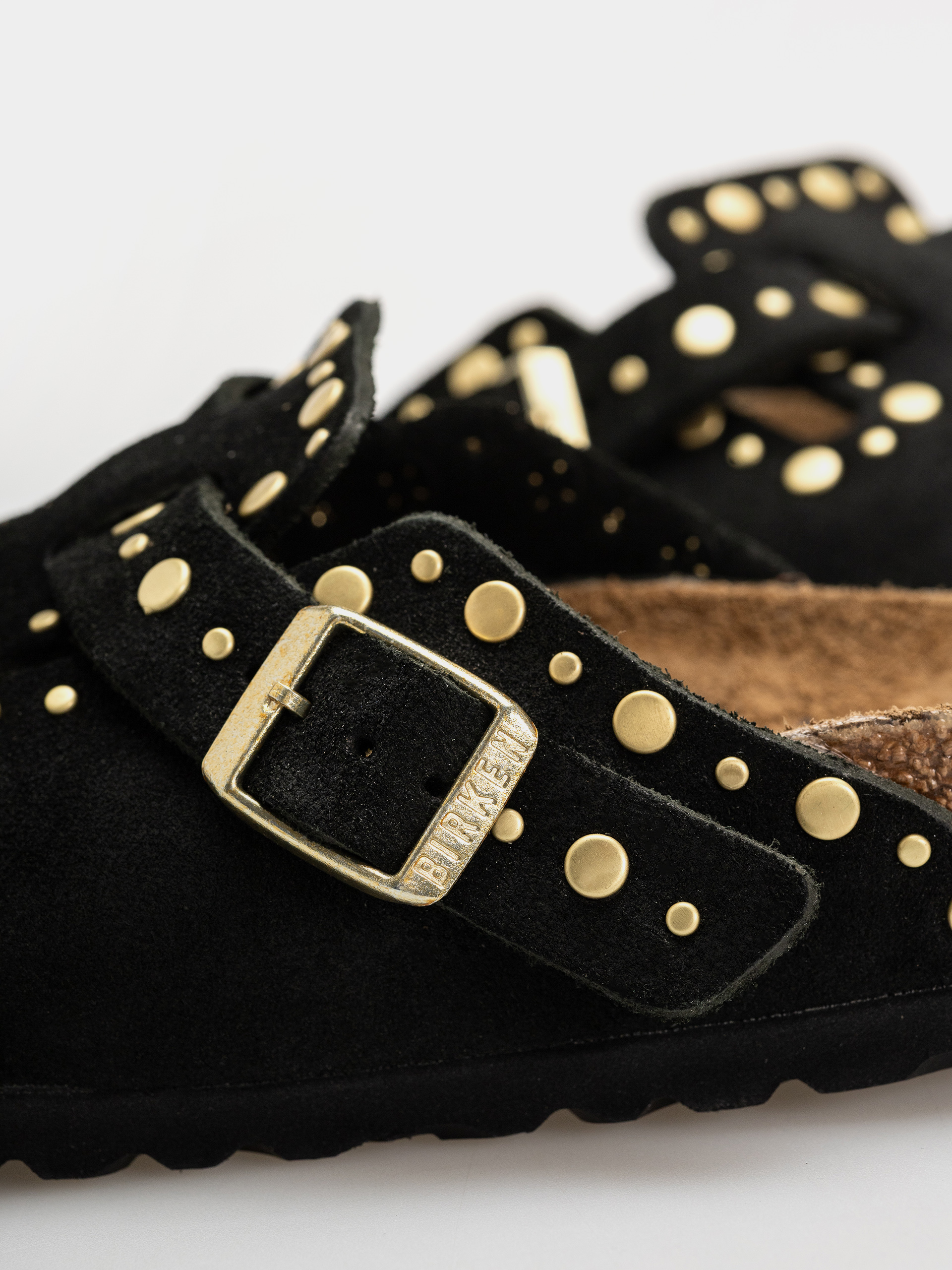 Šľapky Birkenstock Boston Rivets Suede Leather Narrow Wmn (black)