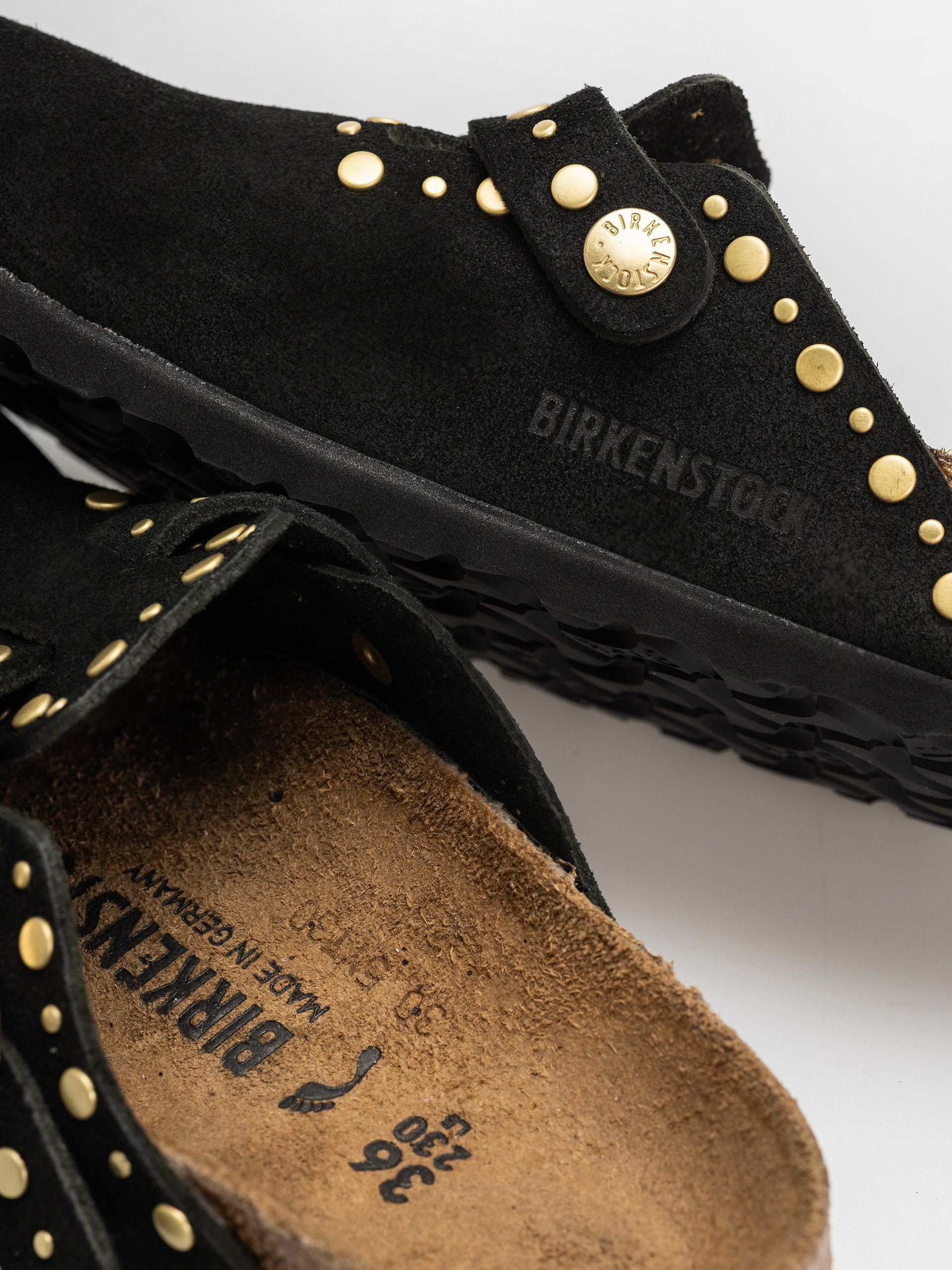 Šľapky Birkenstock Boston Rivets Suede Leather Narrow Wmn (black)