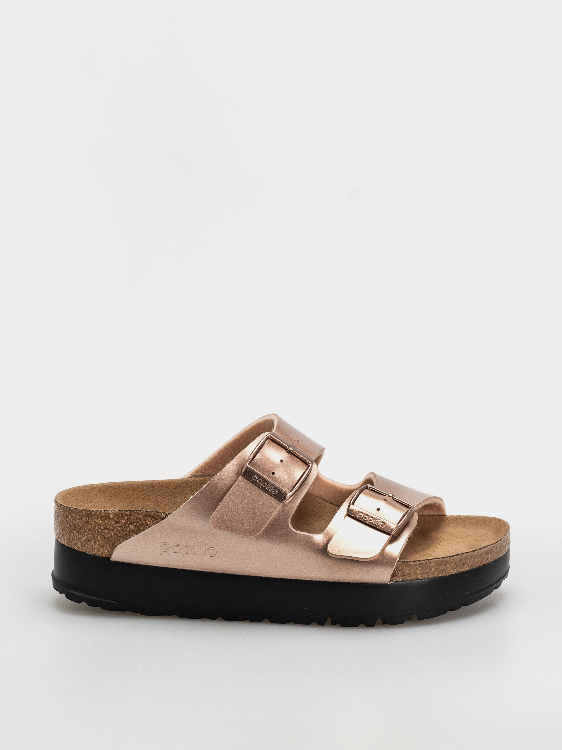 u0160u013eapky Birkenstock Arizona Flex Platform Birko Flor Narrow Wmn (electric metallic copper)