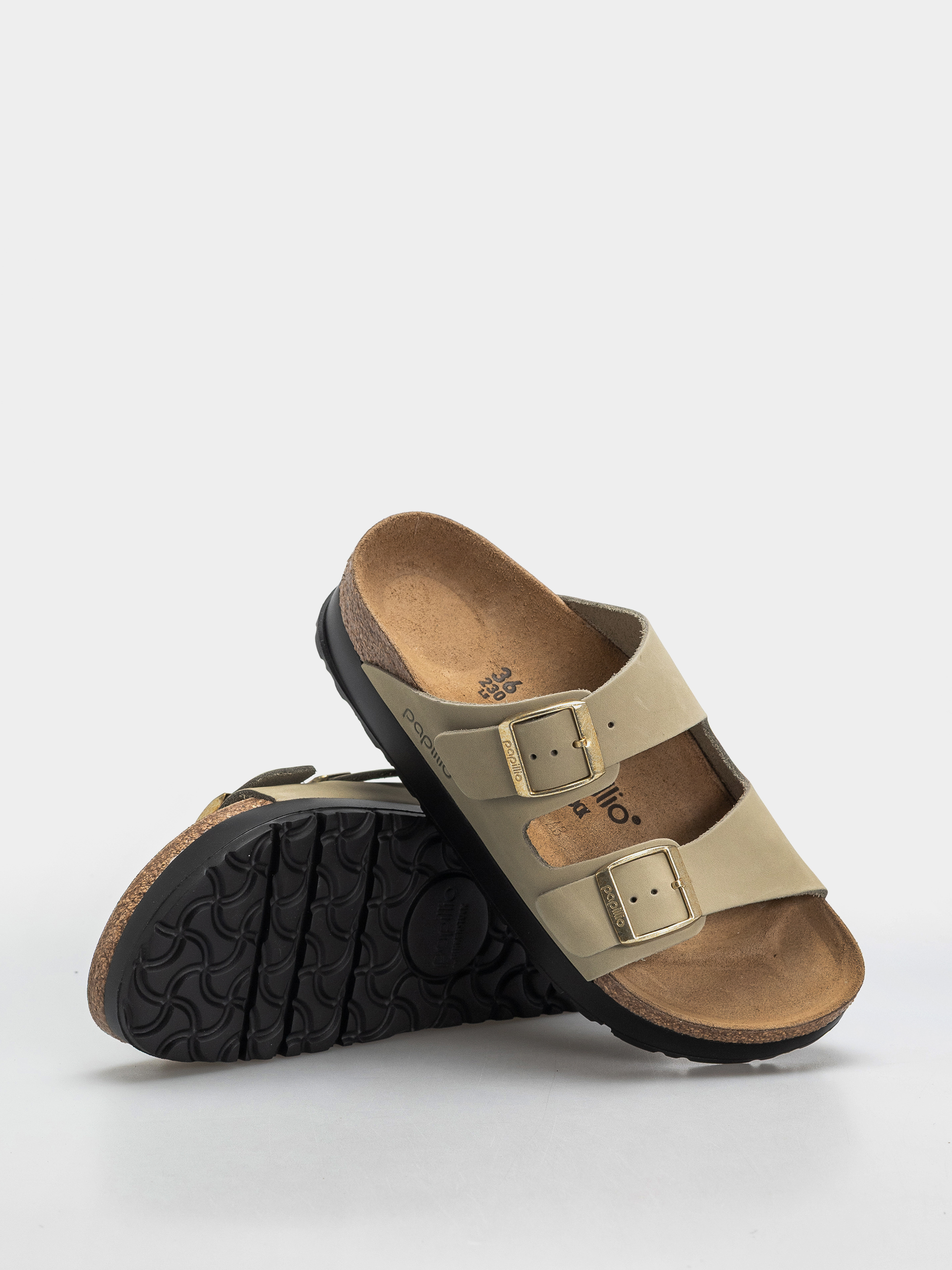 Šľapky Birkenstock Arizona Flex Platform Nubuck Leather Narrow Wmn (eucalyptus)