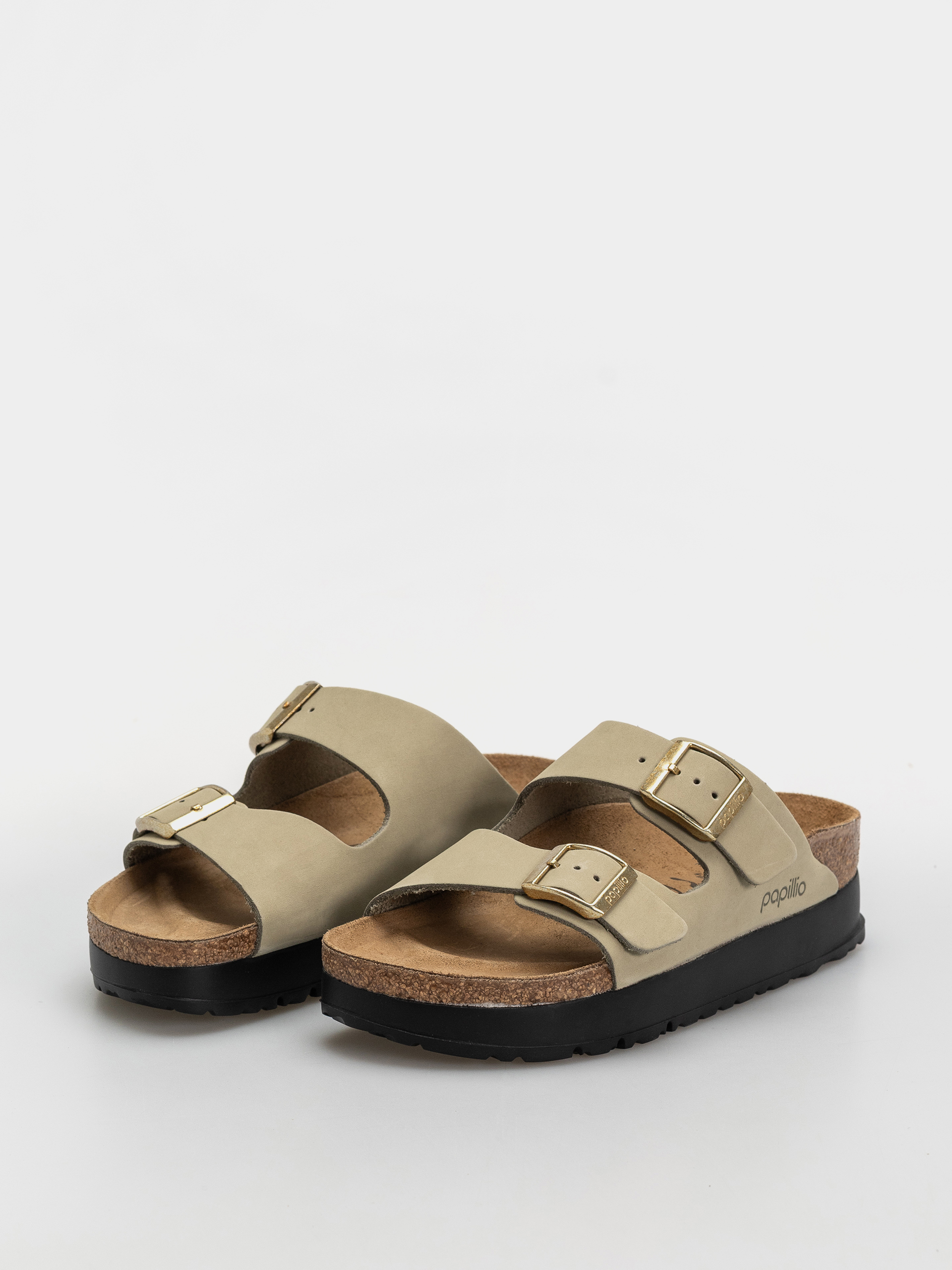 Šľapky Birkenstock Arizona Flex Platform Nubuck Leather Narrow Wmn (eucalyptus)