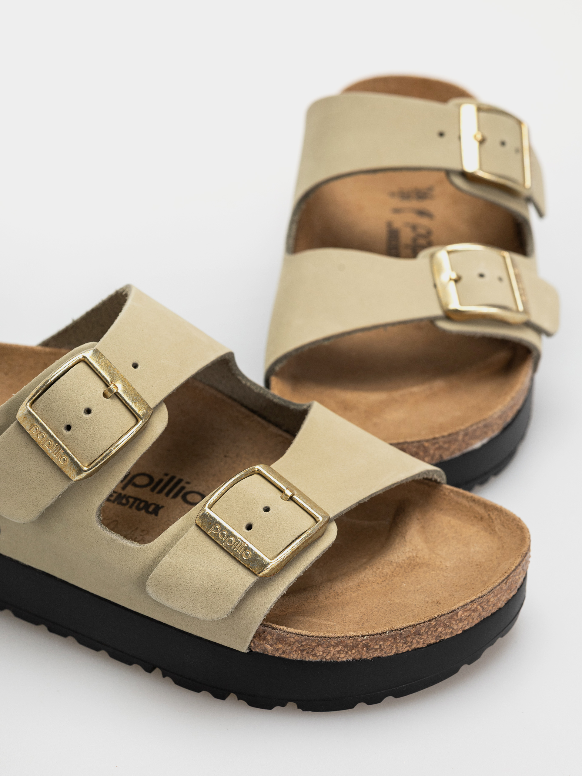 Šľapky Birkenstock Arizona Flex Platform Nubuck Leather Narrow Wmn (eucalyptus)