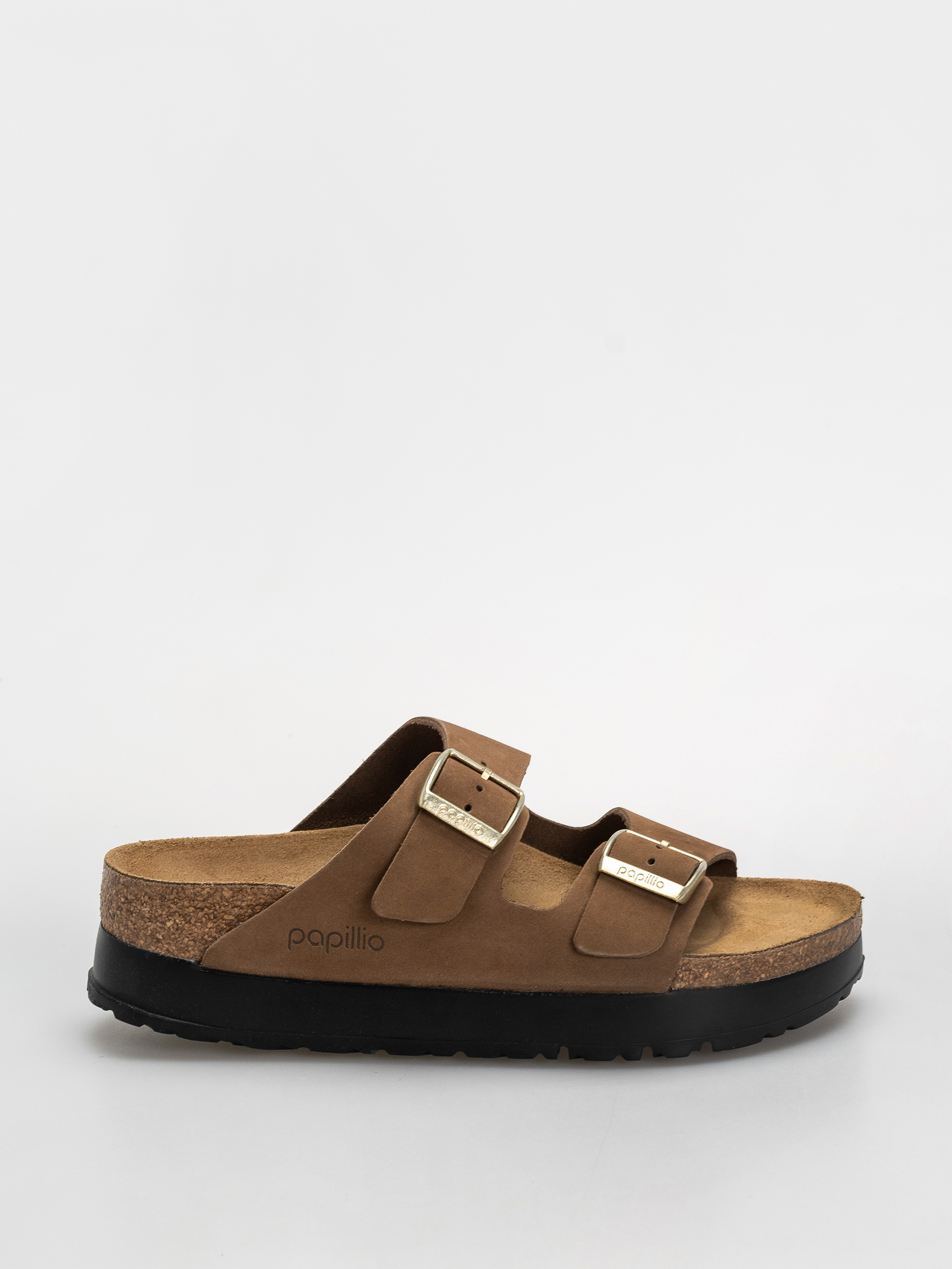 Šľapky Birkenstock Arizona Flex Platform Nubuck Leather Narrow Wmn (dark tea)