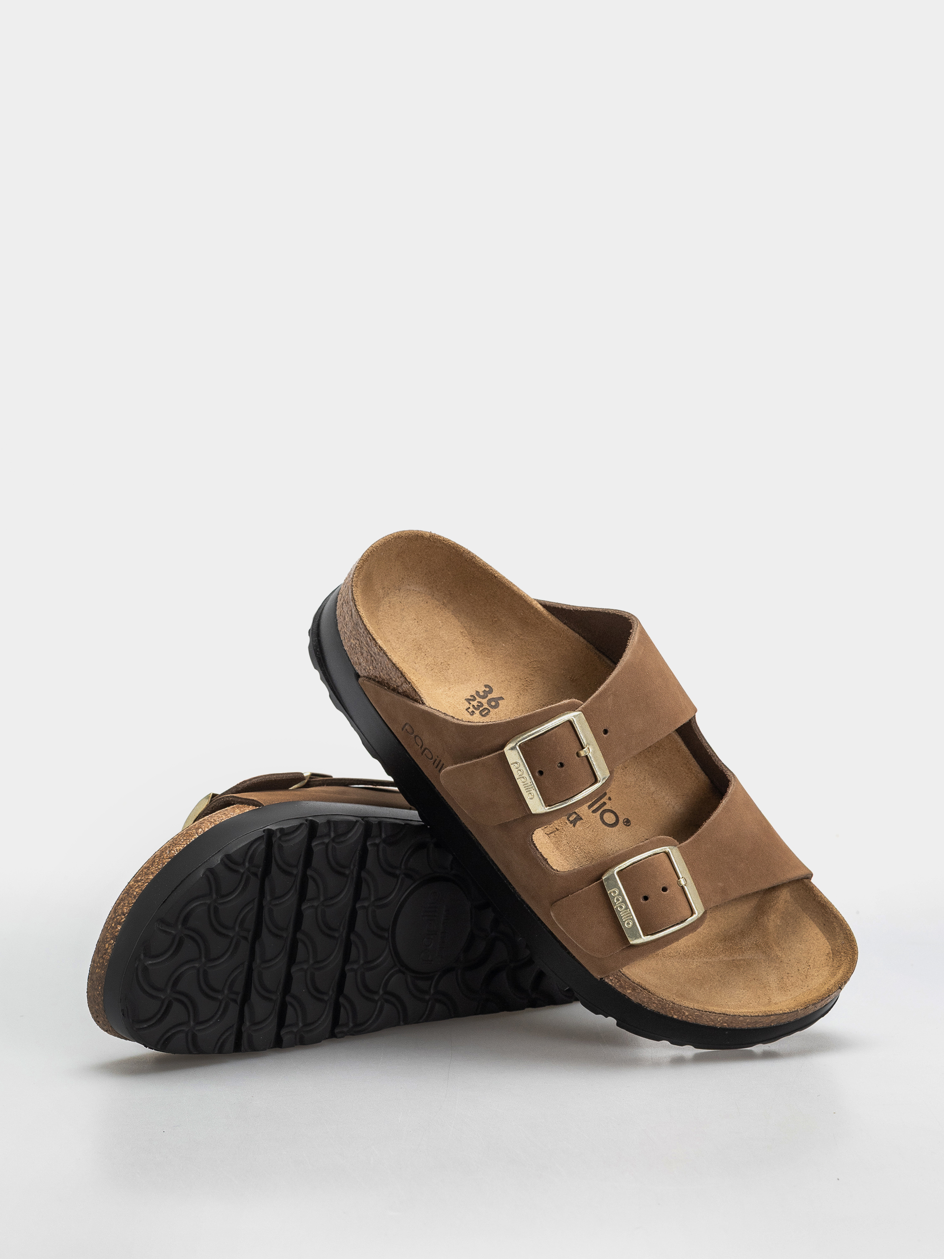 Šľapky Birkenstock Arizona Flex Platform Nubuck Leather Narrow Wmn (dark tea)