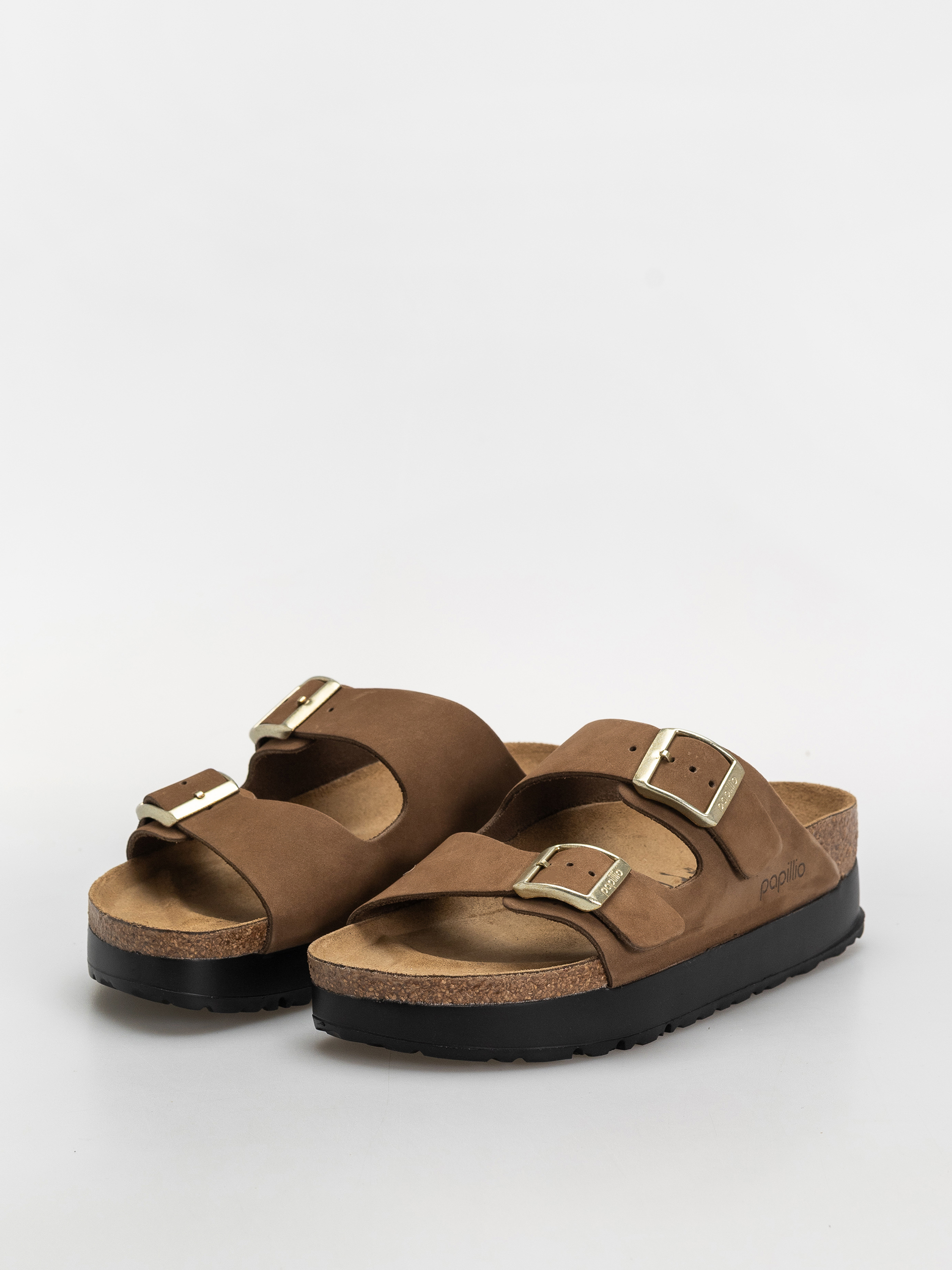 Šľapky Birkenstock Arizona Flex Platform Nubuck Leather Narrow Wmn (dark tea)