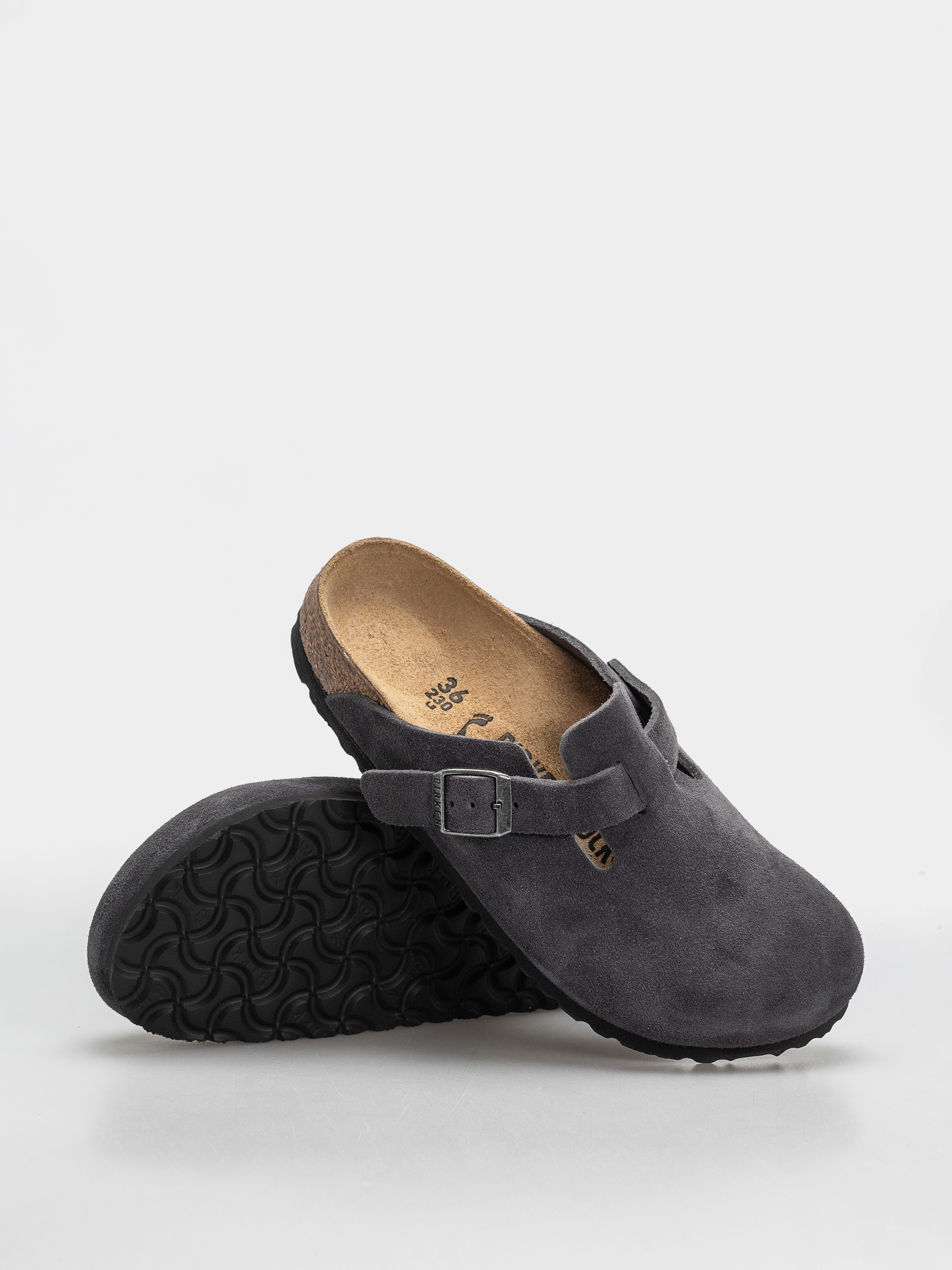 Šľapky Birkenstock Boston Suede Leather Narrow (charcoal)