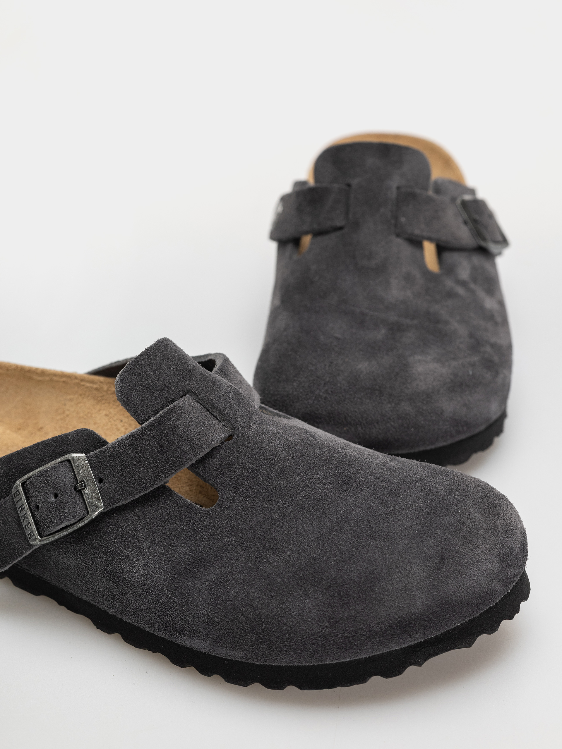 Šľapky Birkenstock Boston Suede Leather Narrow (charcoal)
