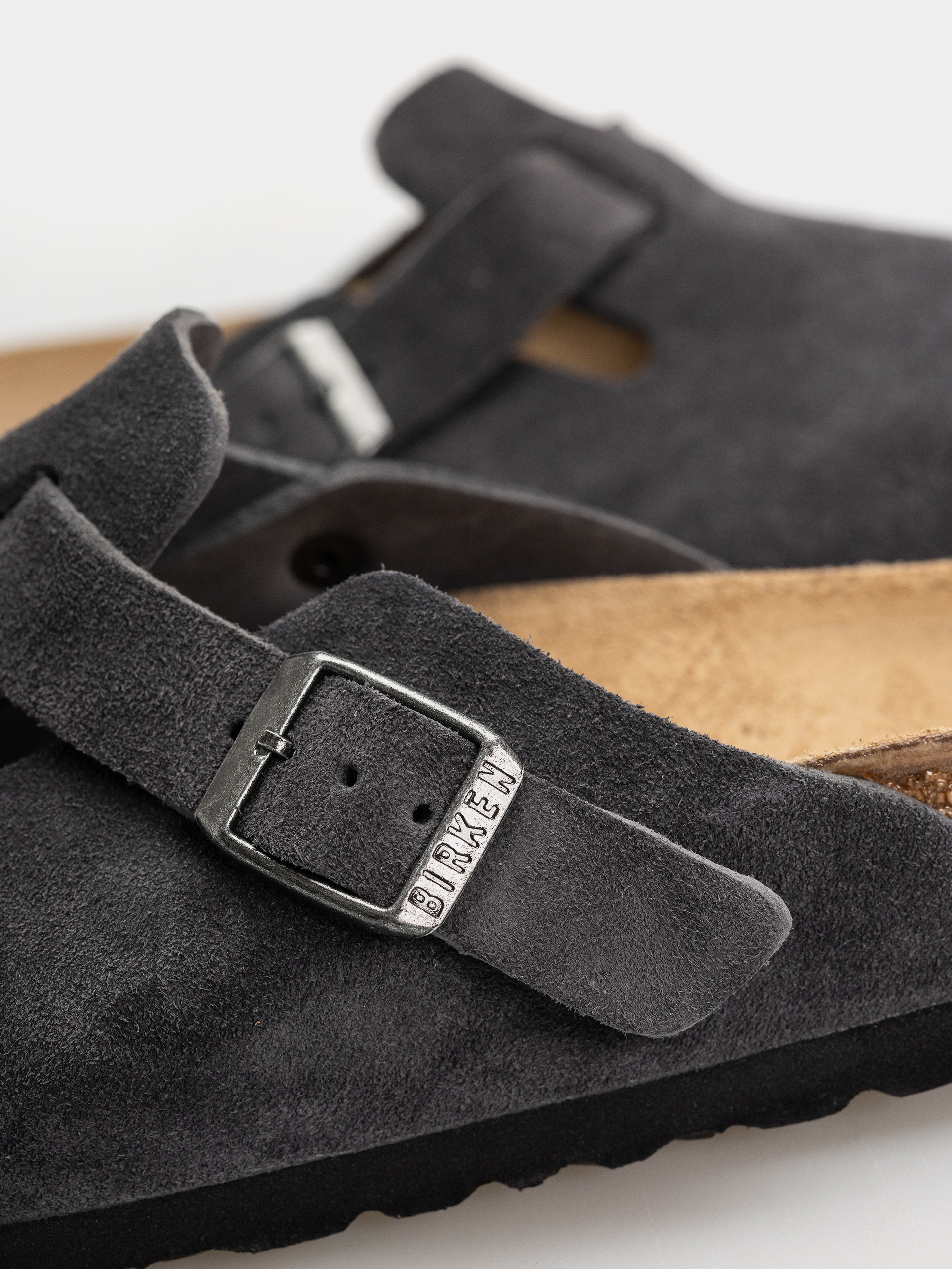 Šľapky Birkenstock Boston Suede Leather Narrow (charcoal)