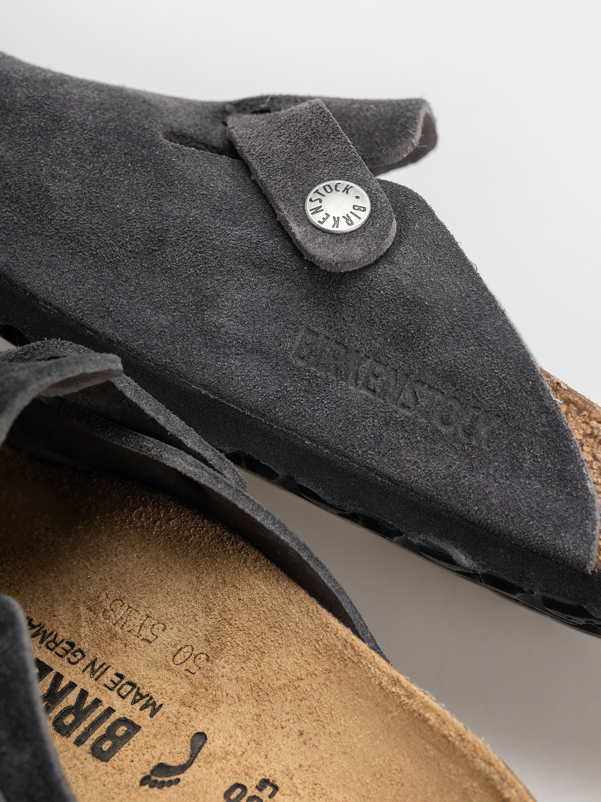 Šľapky Birkenstock Boston Suede Leather Narrow (charcoal)
