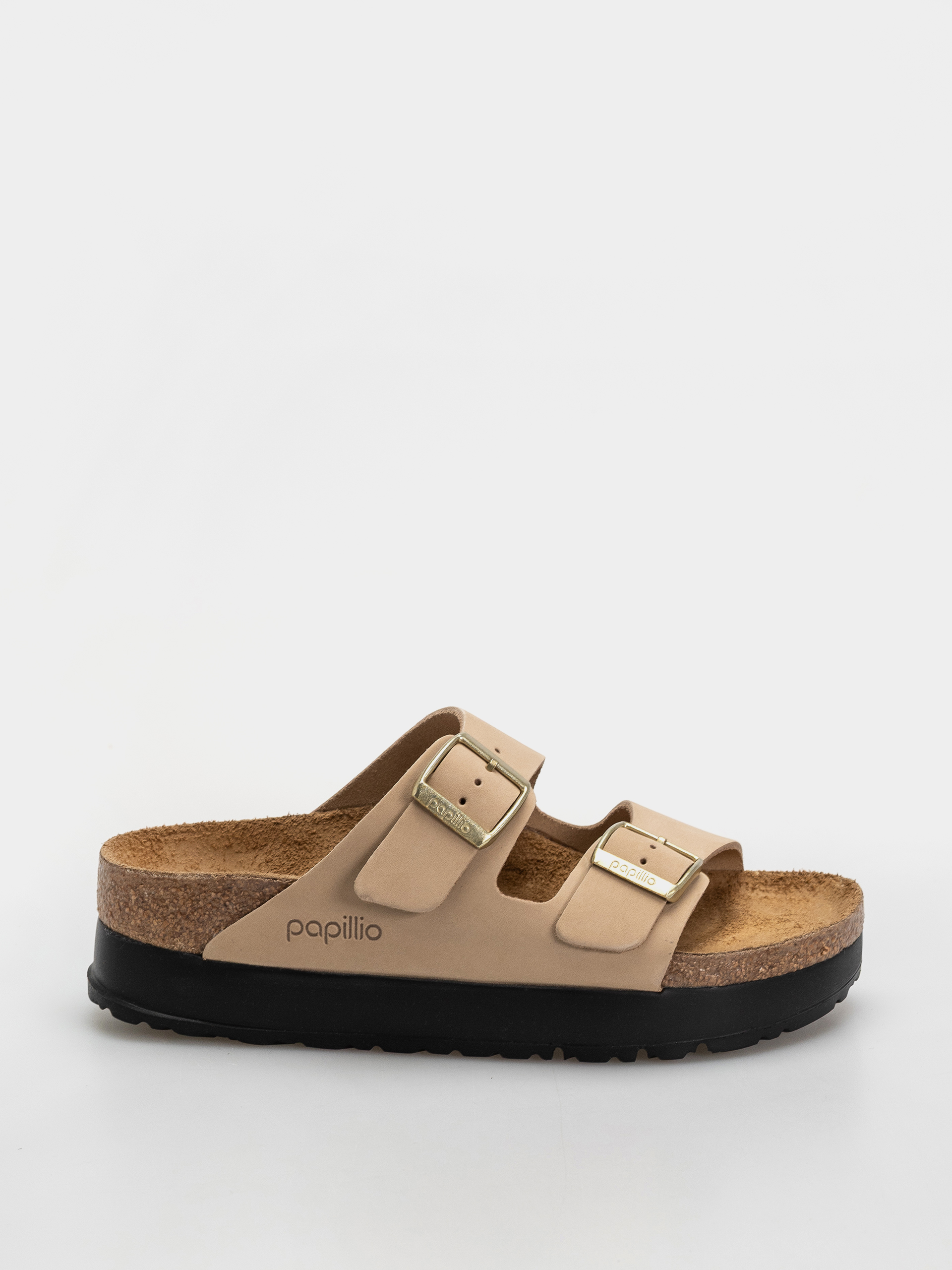 Šľapky Birkenstock Arizona Flex Platform Nubuck Leather Narrow Wmn (sandcastle)