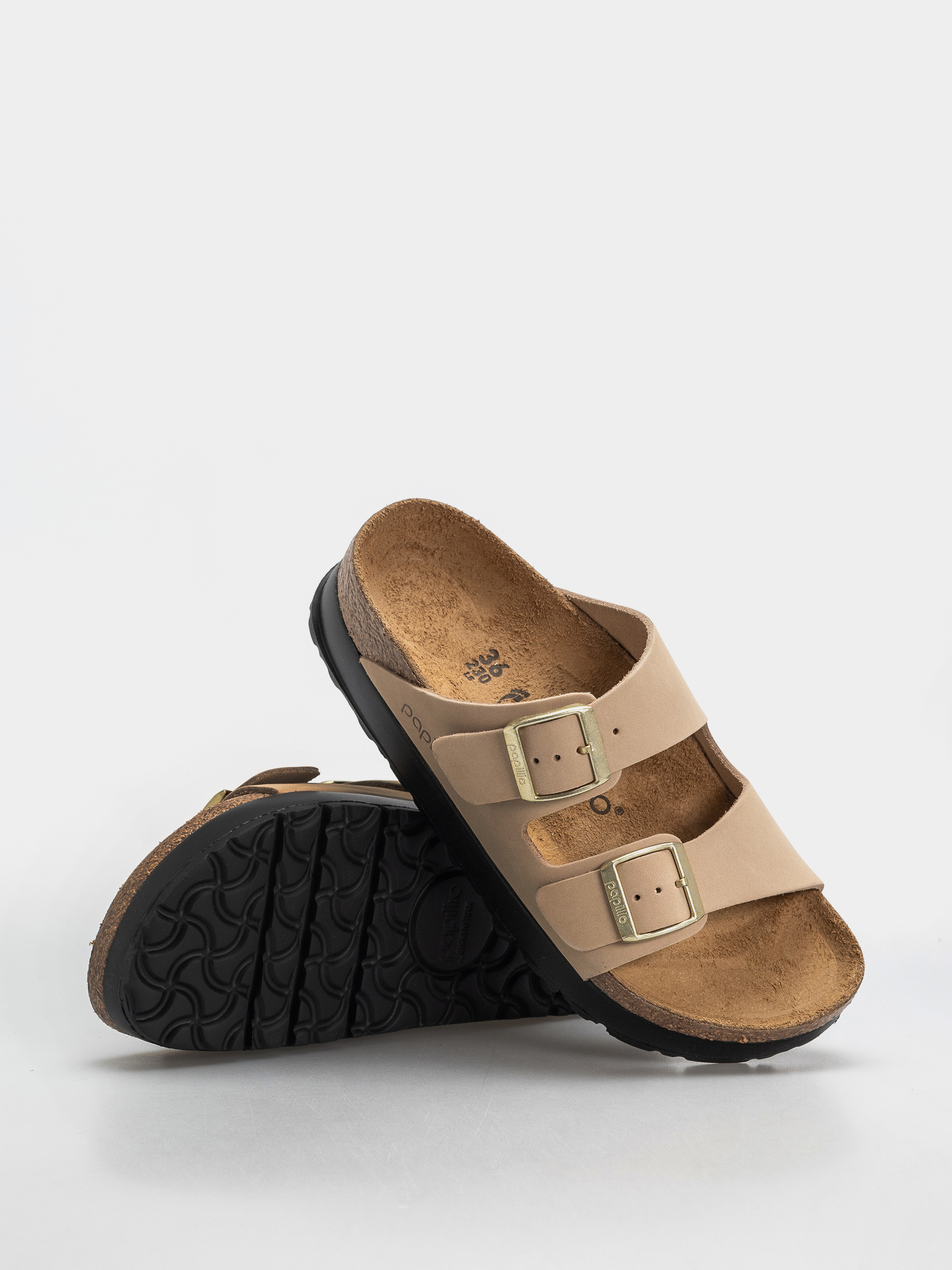 Šľapky Birkenstock Arizona Flex Platform Nubuck Leather Narrow Wmn (sandcastle)
