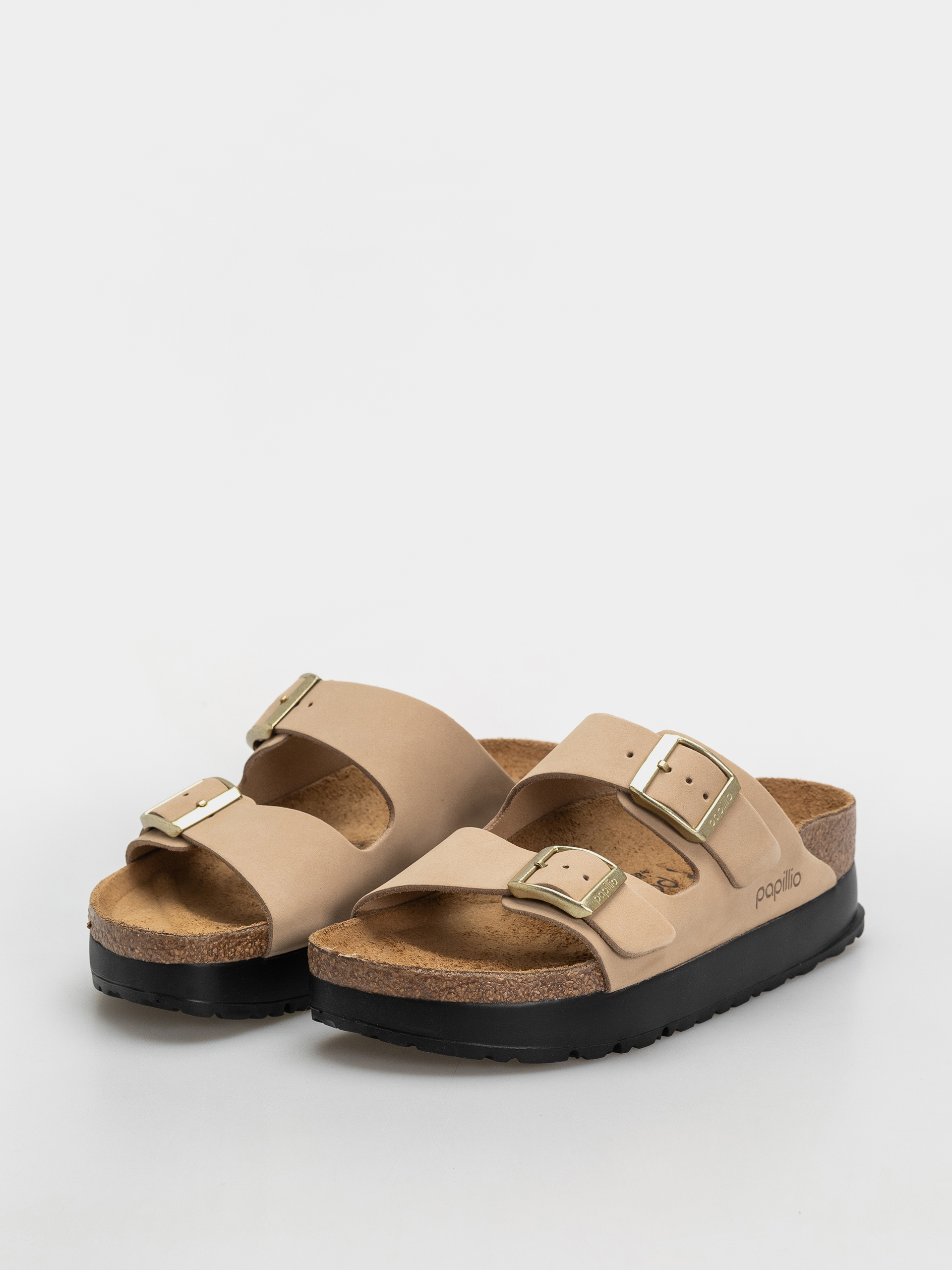 Šľapky Birkenstock Arizona Flex Platform Nubuck Leather Narrow Wmn (sandcastle)