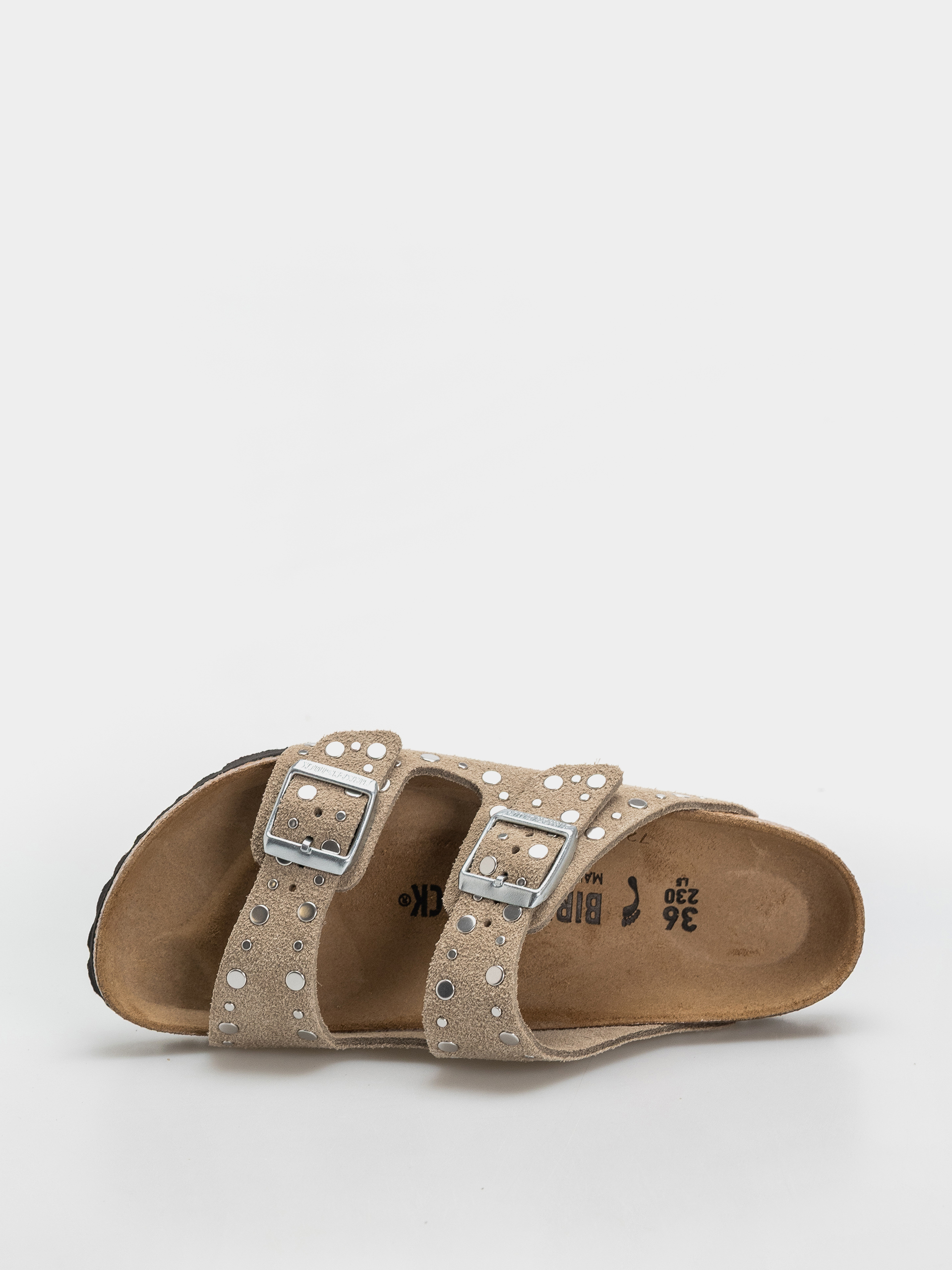 Šľapky Birkenstock Arizona Rivets Suede Leather Narrow Wmn (taupe)