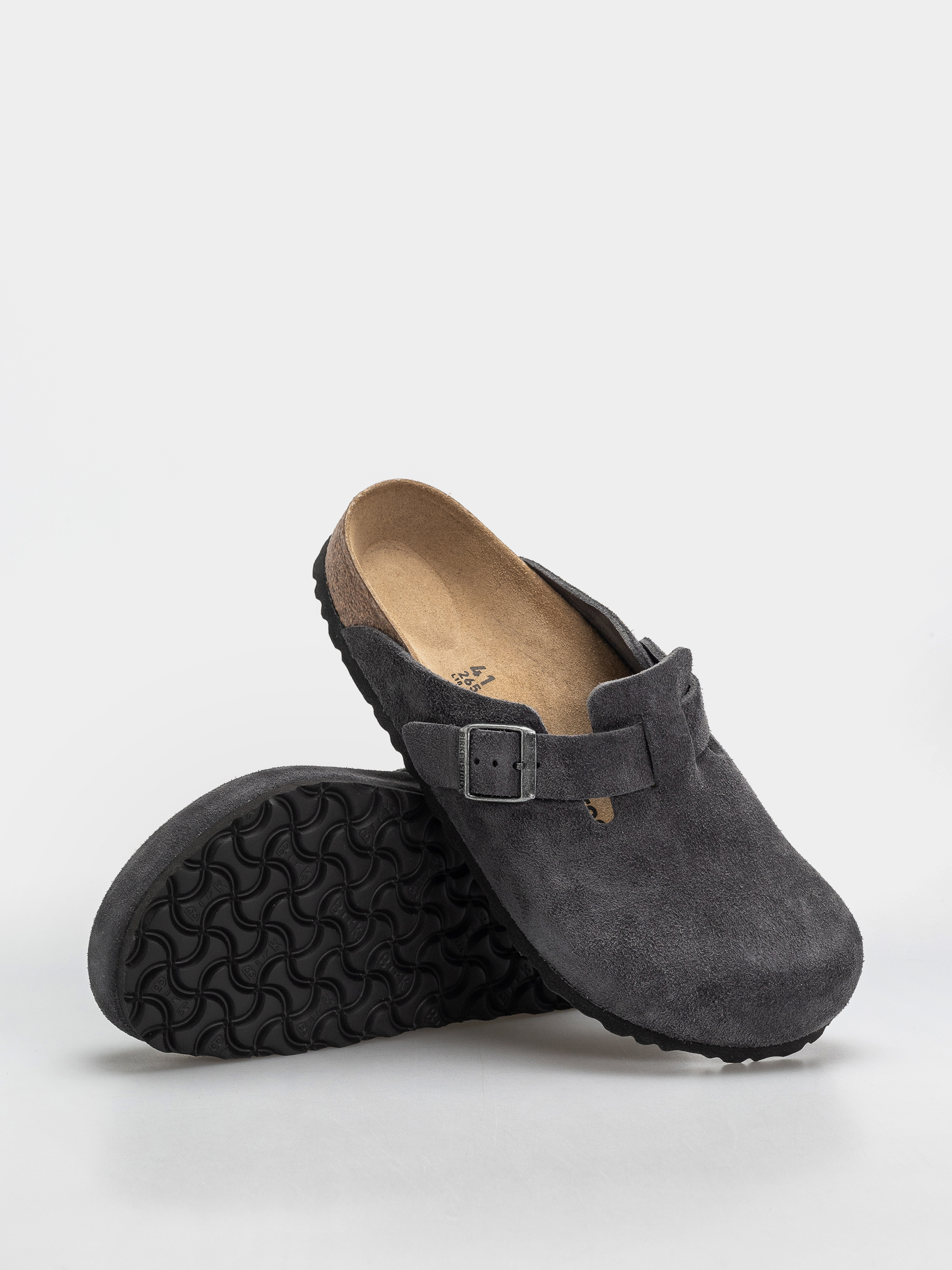 Šľapky Birkenstock Boston Suede Leather Regular (charcoal)