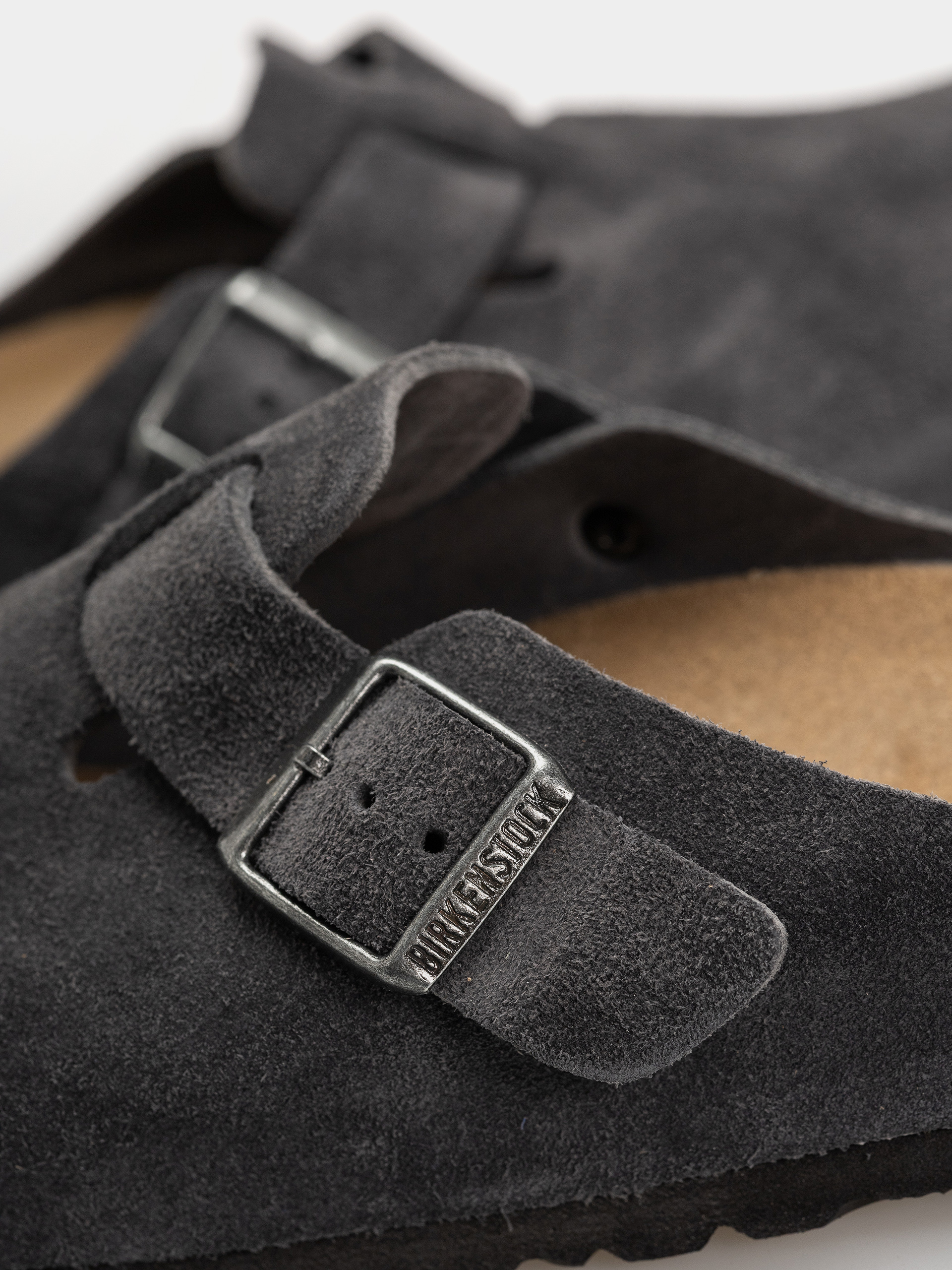 Šľapky Birkenstock Boston Suede Leather Regular (charcoal)