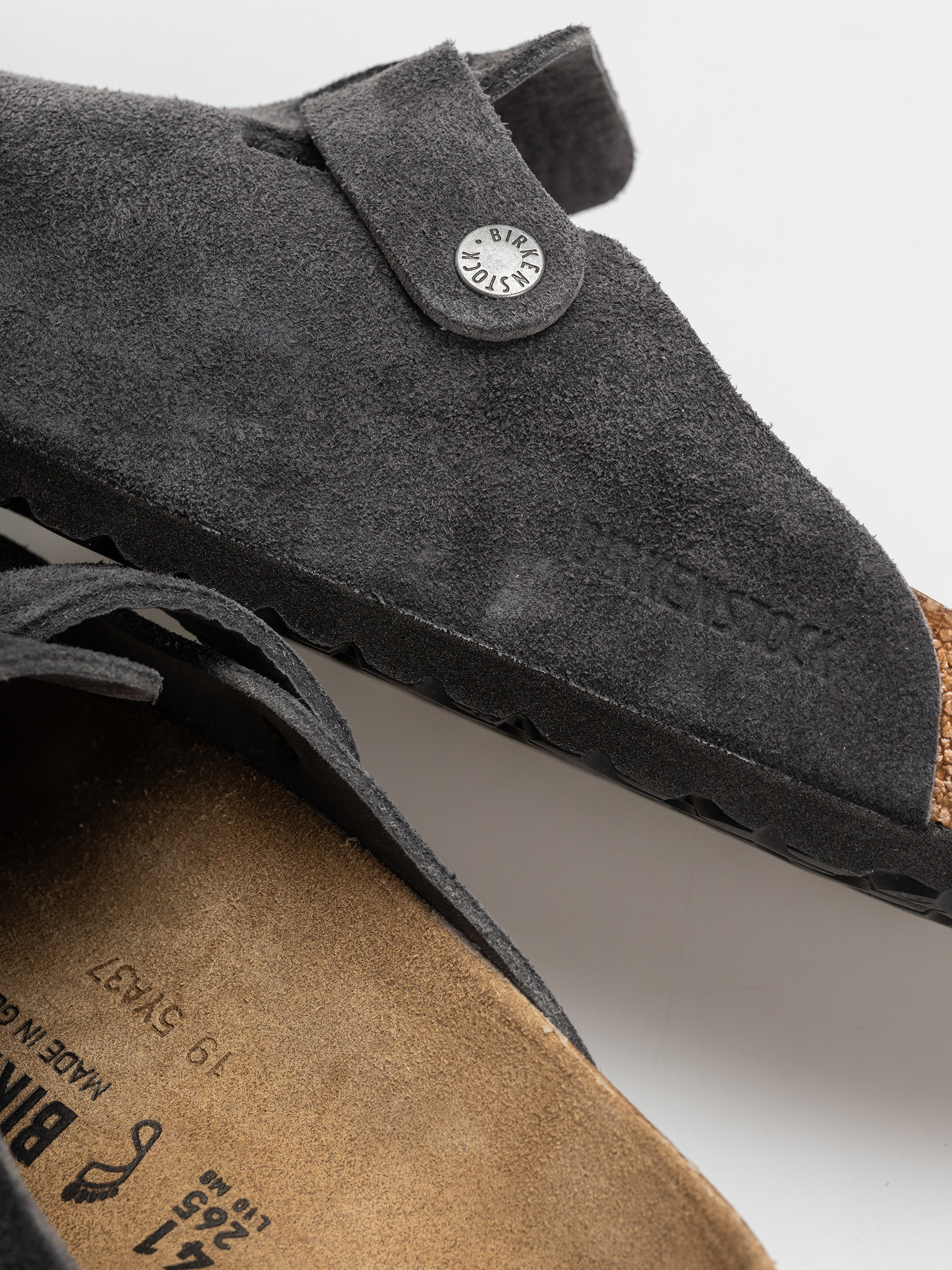 Šľapky Birkenstock Boston Suede Leather Regular (charcoal)