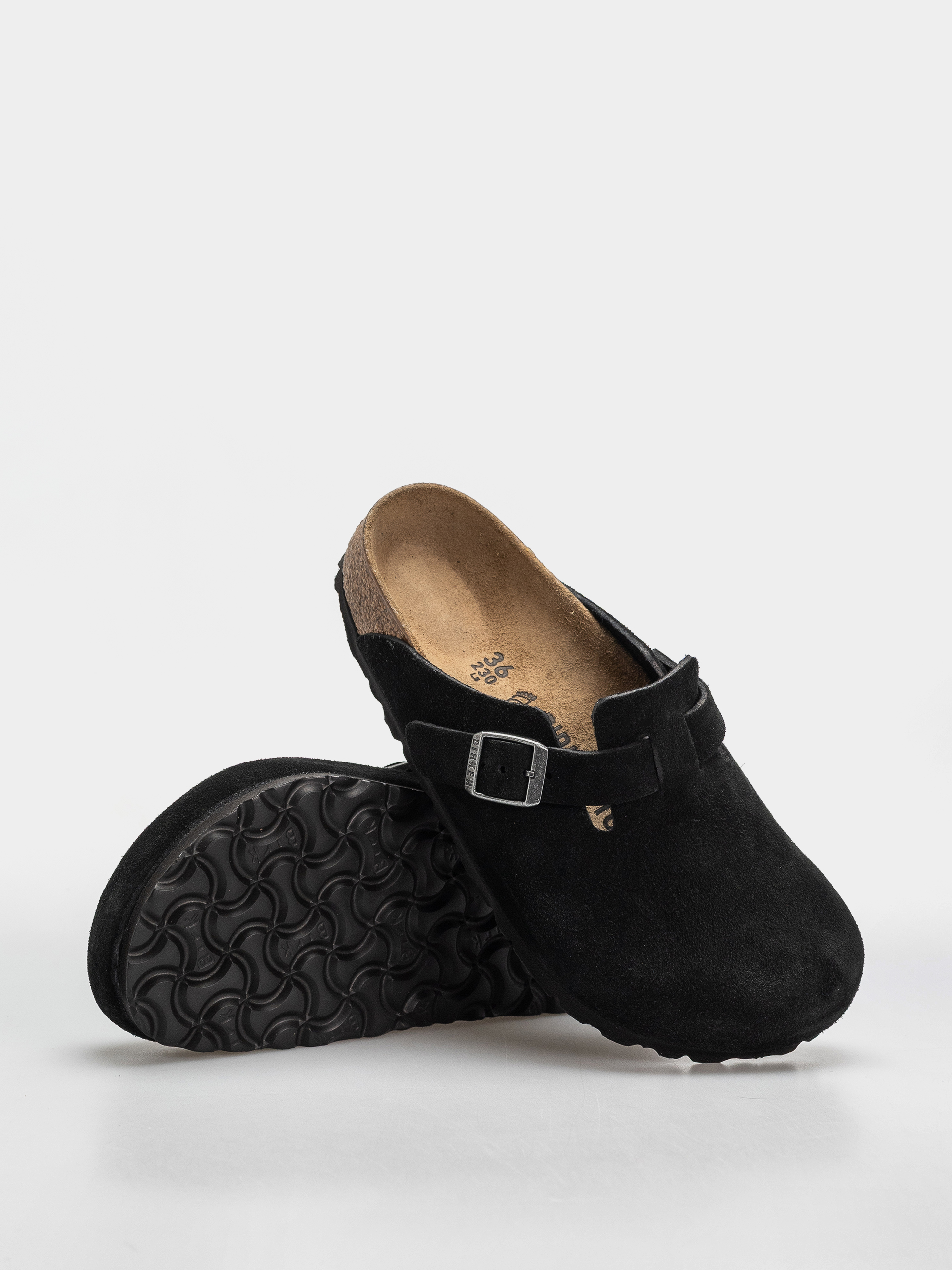 Šľapky Birkenstock Boston Suede Leather Regular (black)