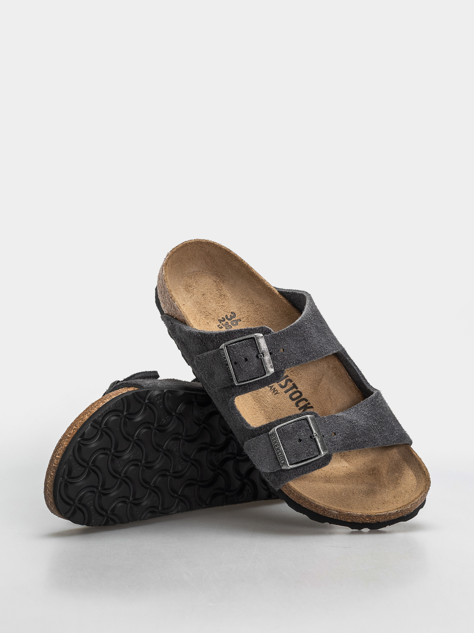 Šľapky Birkenstock Arizona Suede Leather Narrow (charcoal)