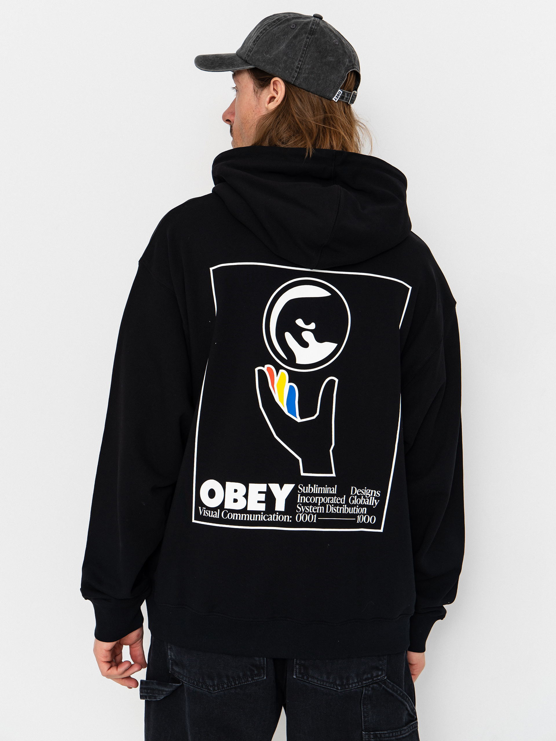 Mikina s kapucňou OBEY Global Systems HD (black)