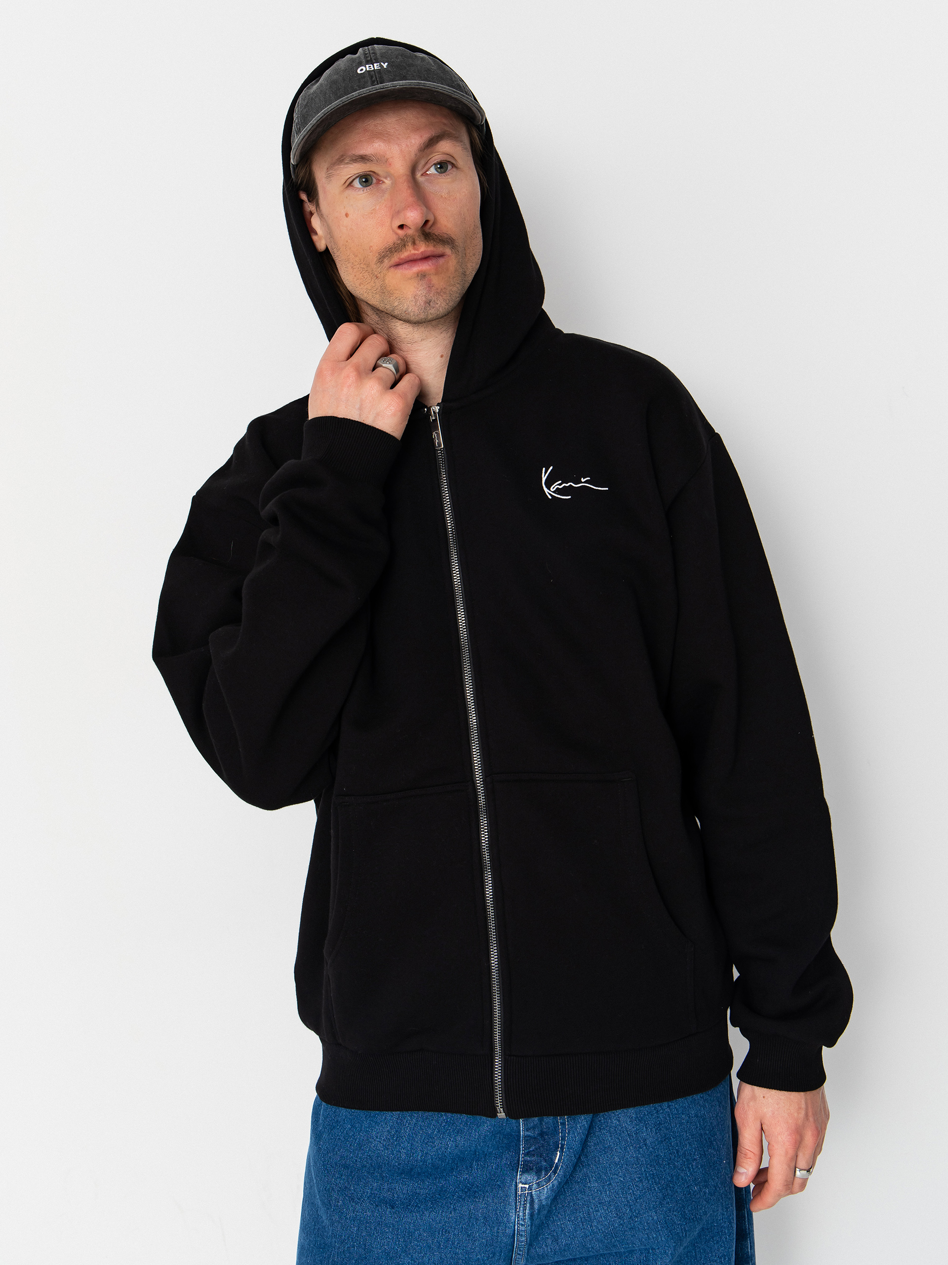 Mikina s kapucňou Karl Kani Chest Signature Essential ZHD (dark grey)