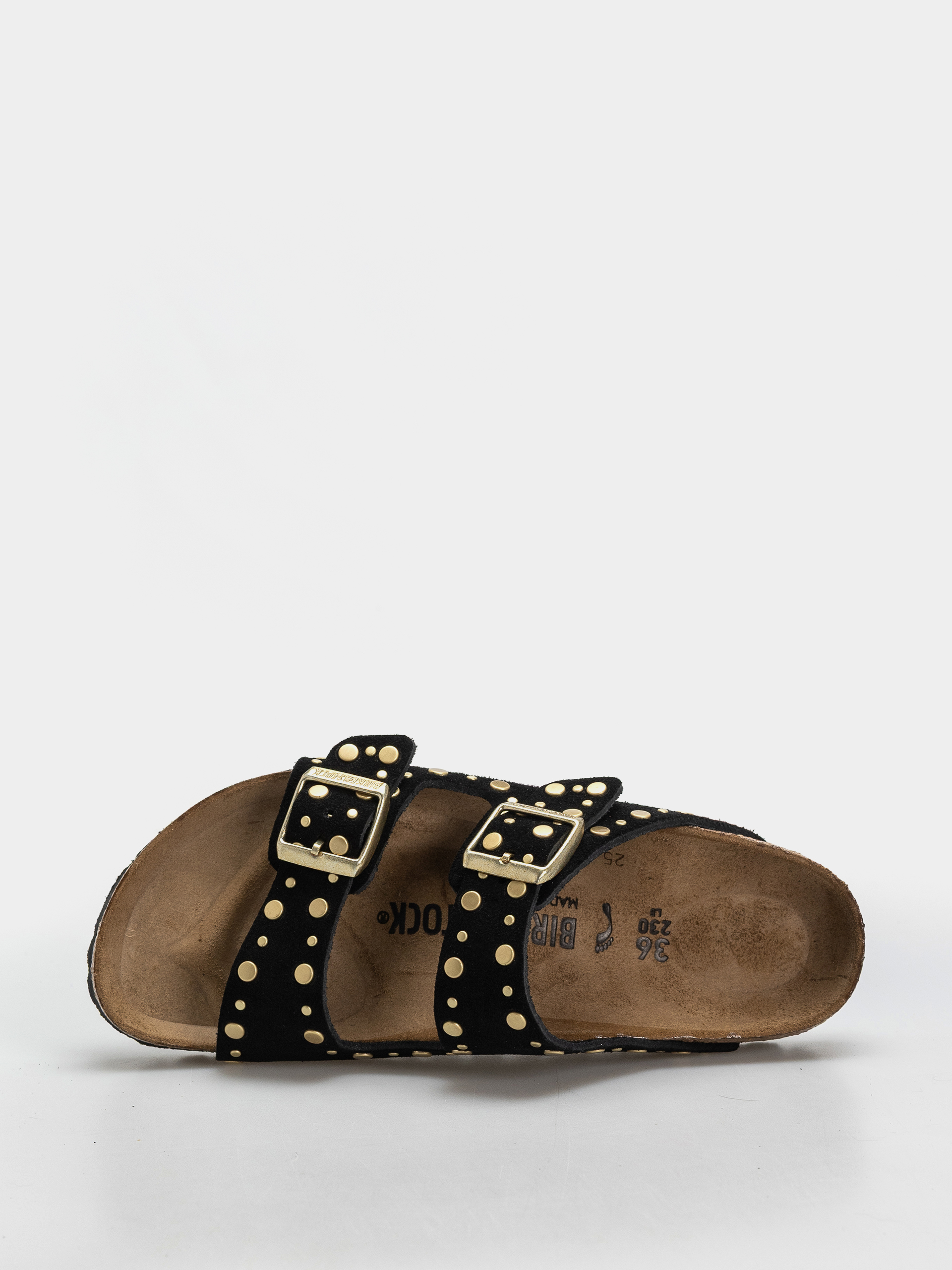 Šľapky Birkenstock Arizona Rivets Suede Leather Narrow Wmn (black)