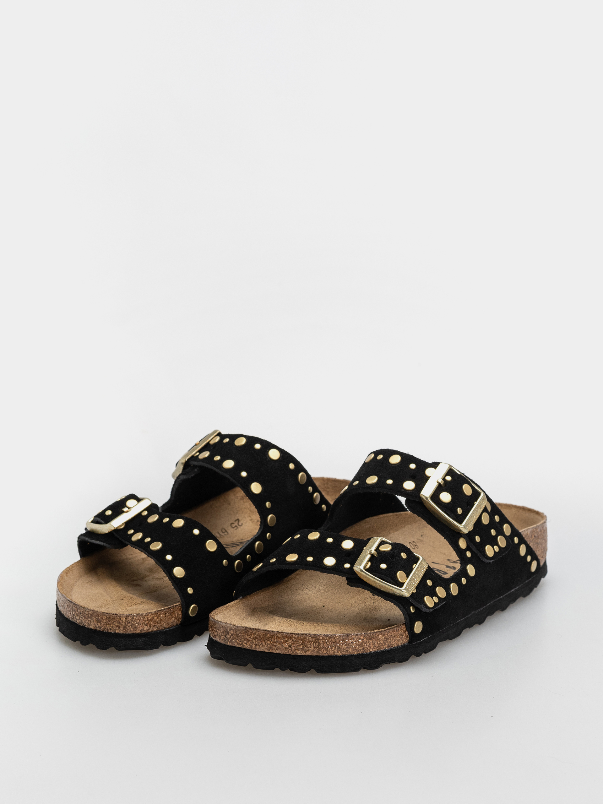 Šľapky Birkenstock Arizona Rivets Suede Leather Narrow Wmn (black)