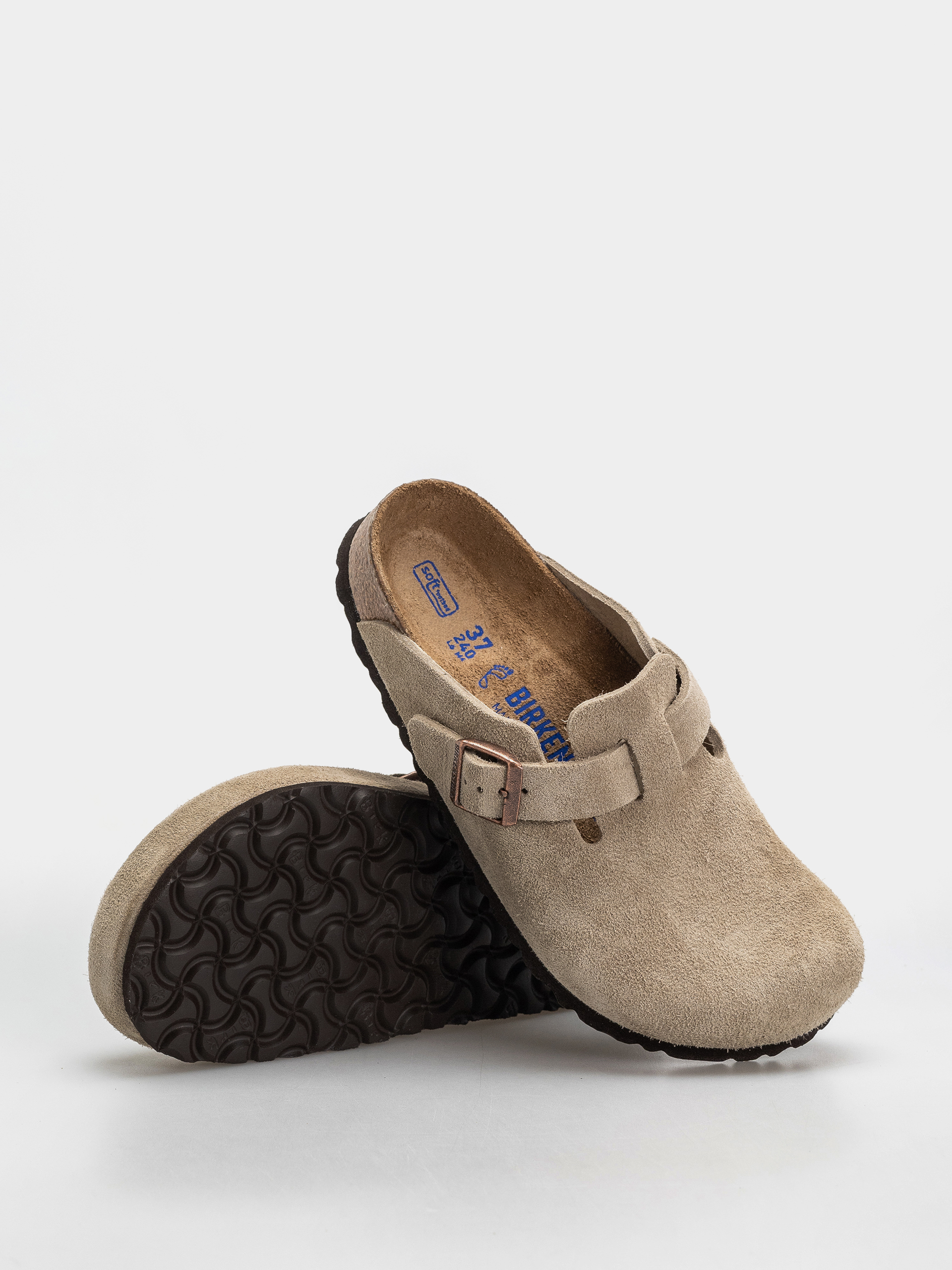 Šľapky Birkenstock Boston Soft Footbed Suede Leather Regular (taupe)