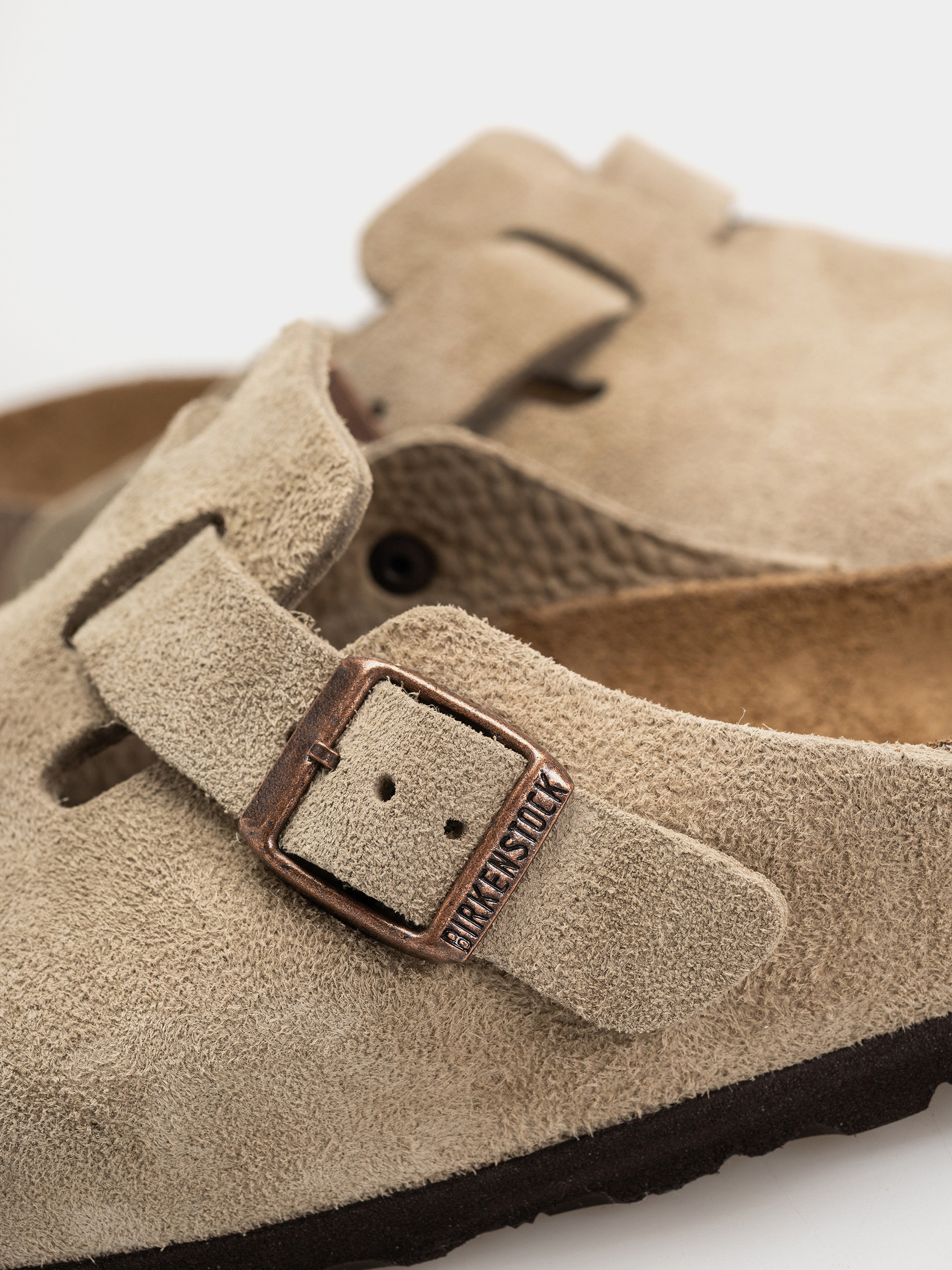 Šľapky Birkenstock Boston Soft Footbed Suede Leather Regular (taupe)
